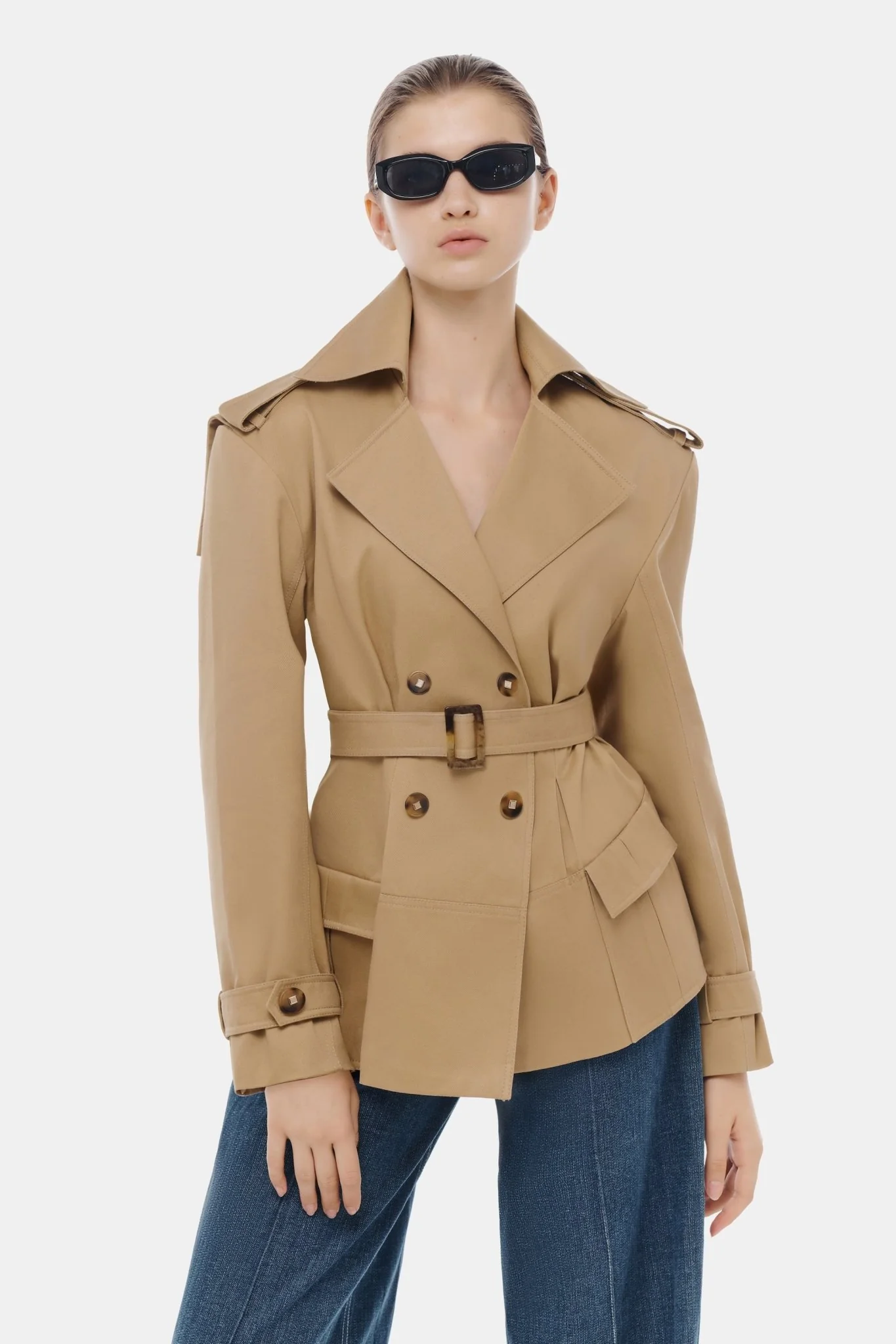 Camel Trench Jacket - Image 5