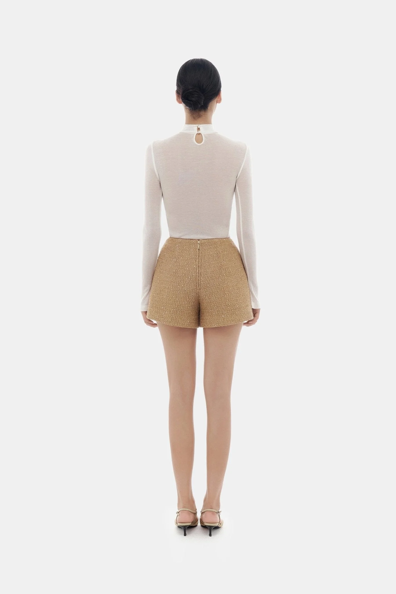 Camel Tweed Shorts - Image 4