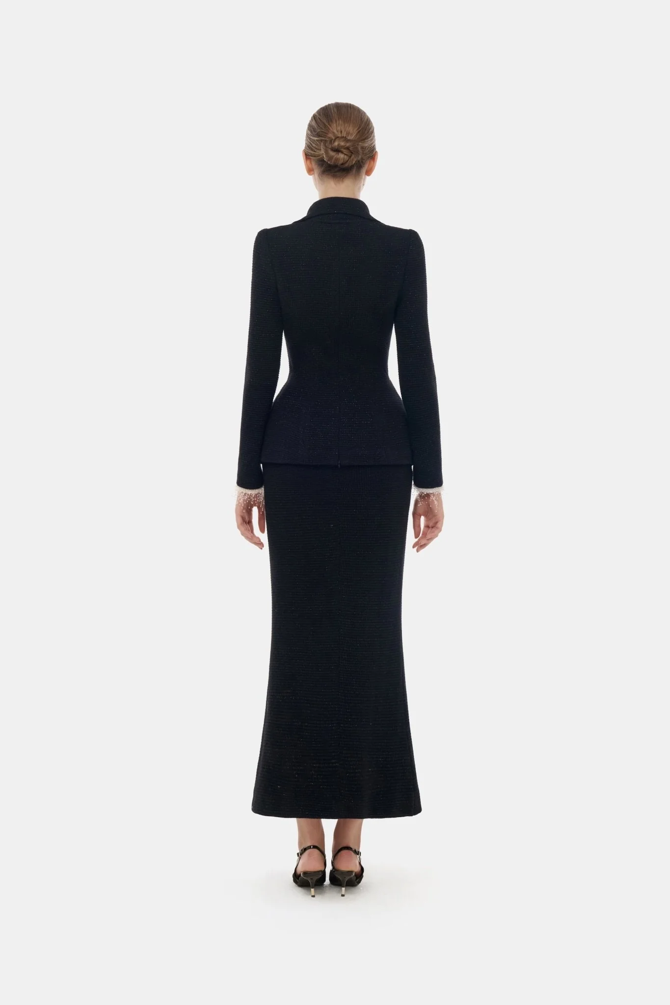 Black Tweed Midi Skirt - Image 3