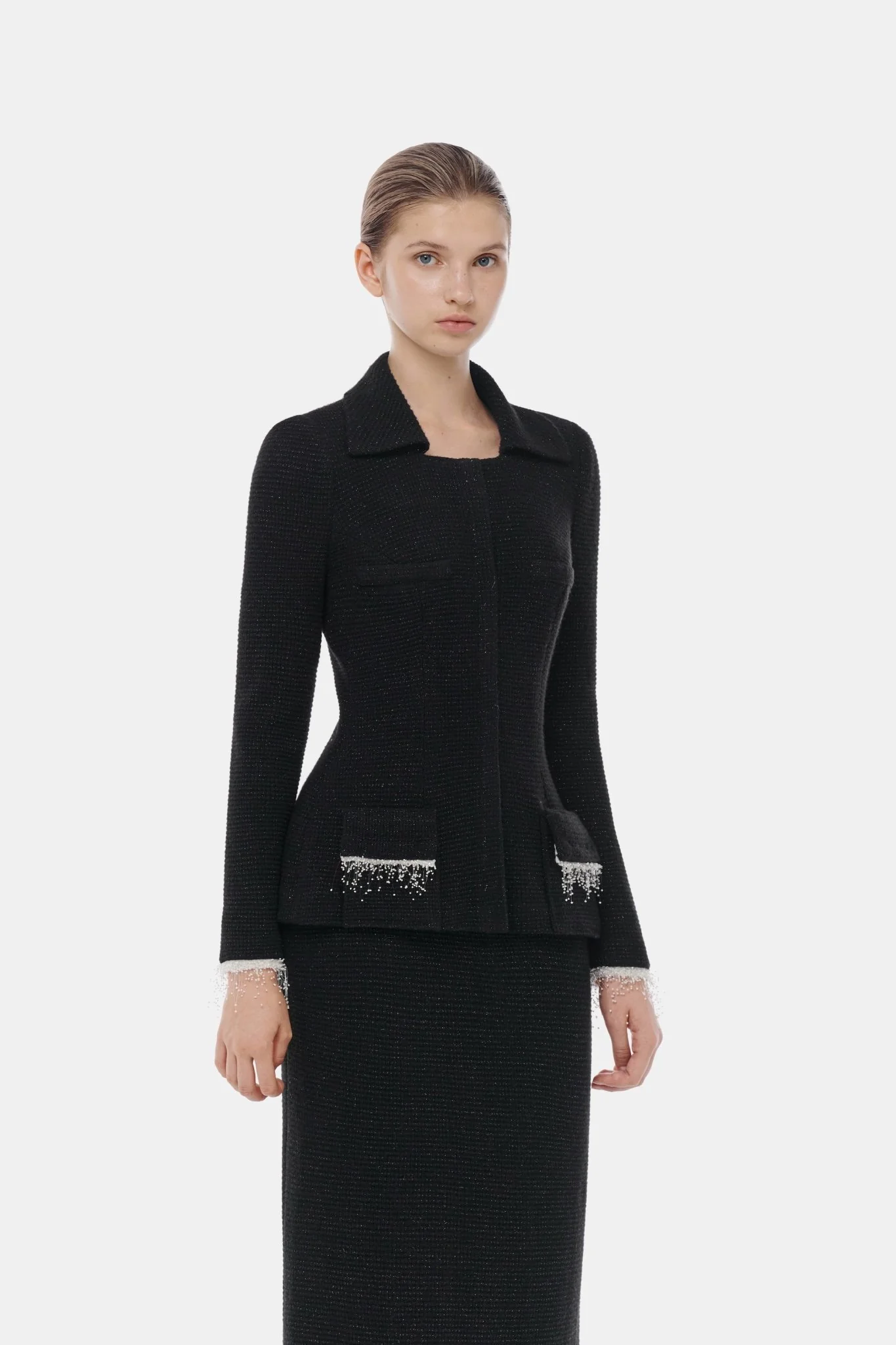 Black Tweed Midi Skirt - Image 4