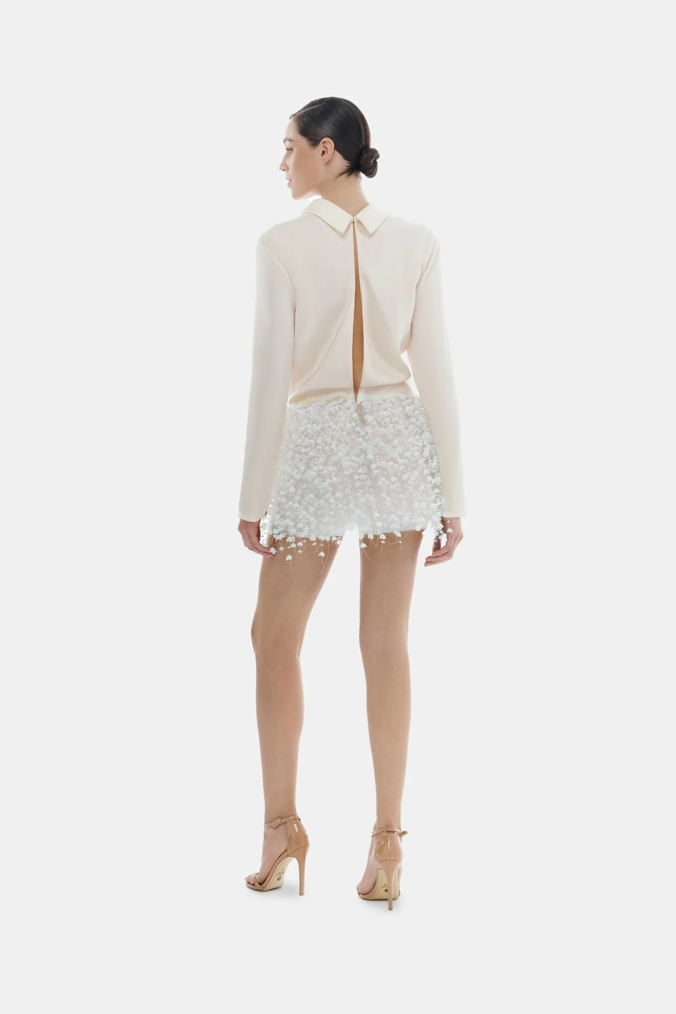 Ivory Flowers Mini Skirt - Image 3
