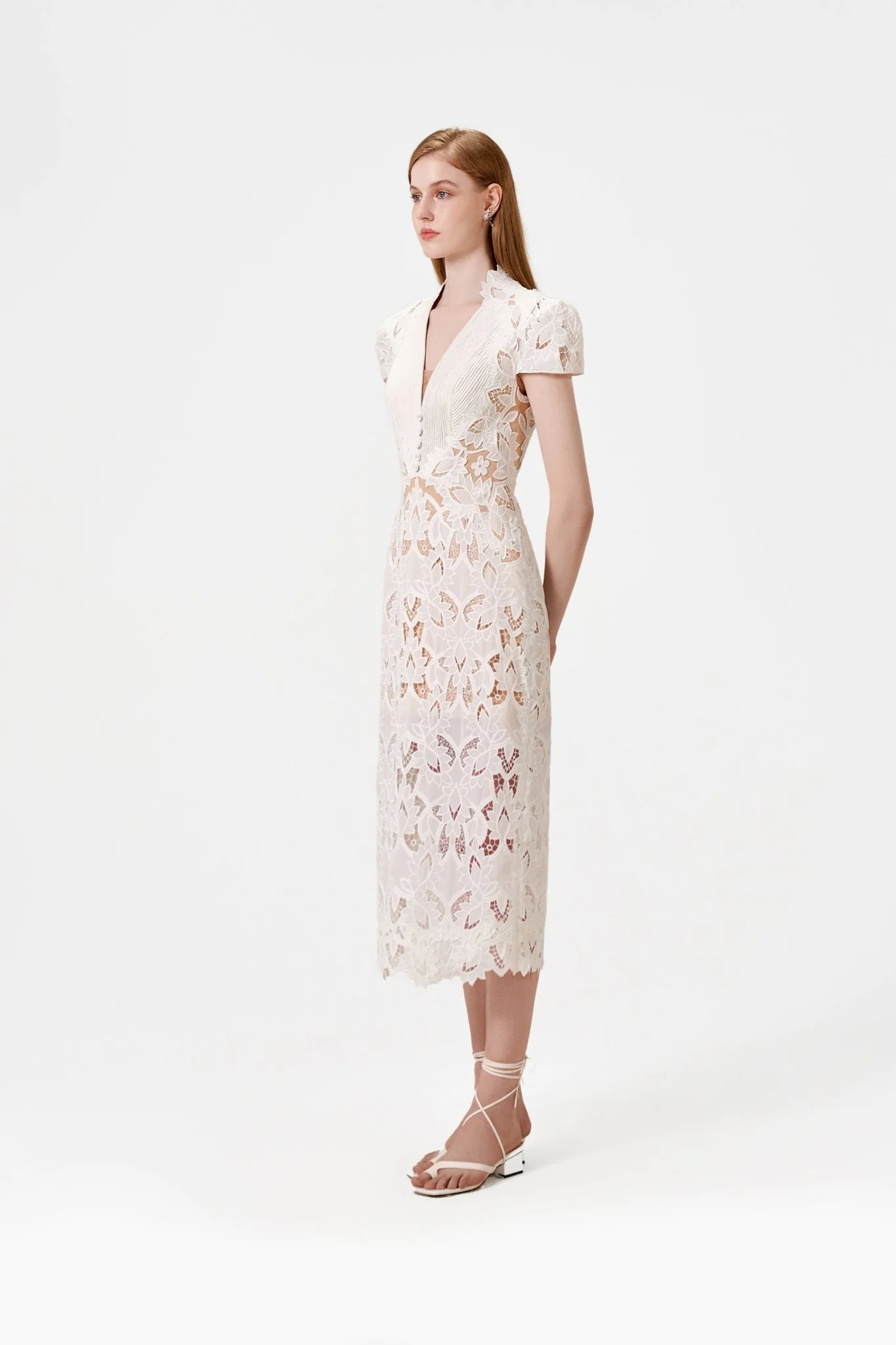 Lace Embroidered Midi Dress - Image 3