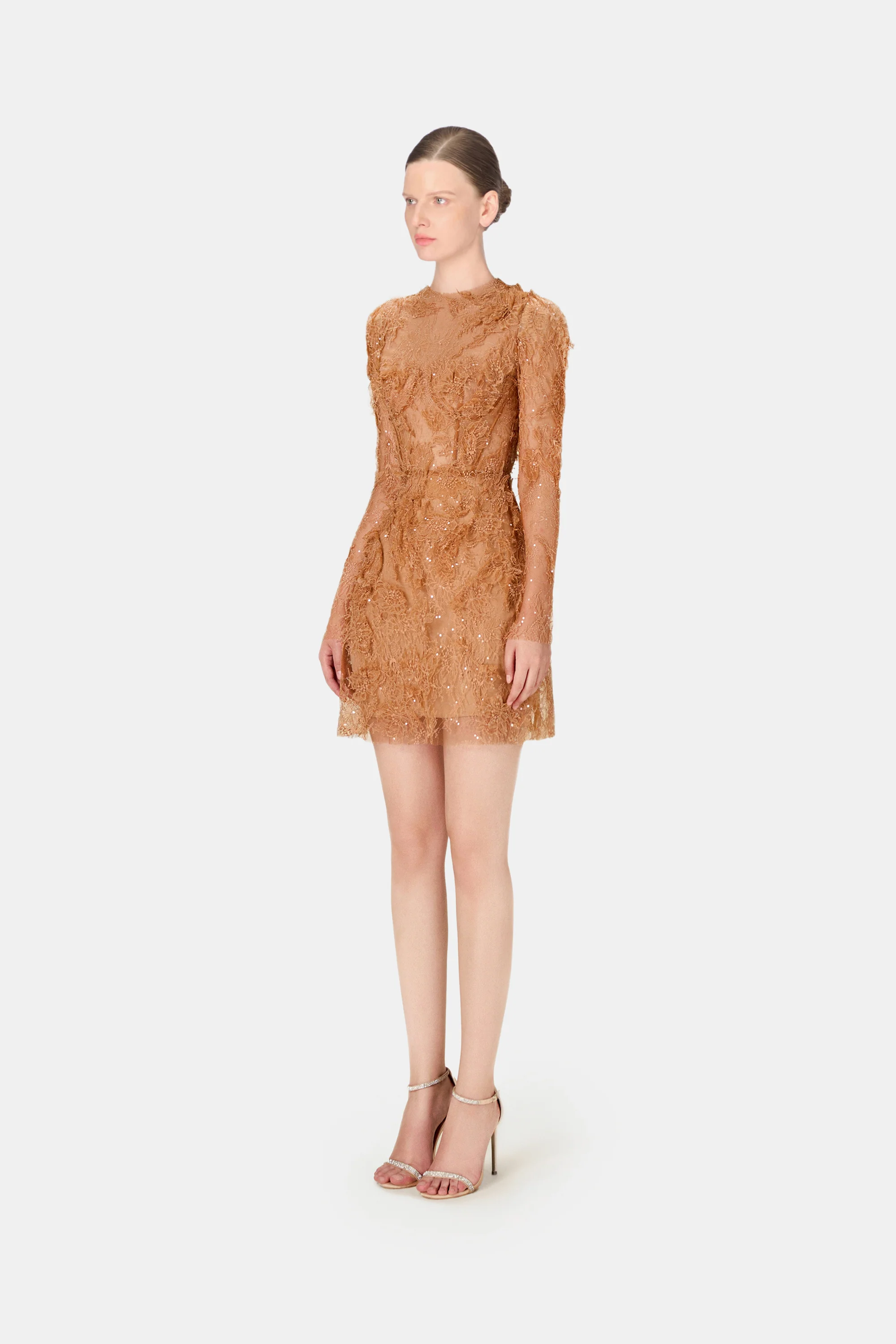 Honey Beaded Lace Mini Dress - Image 3