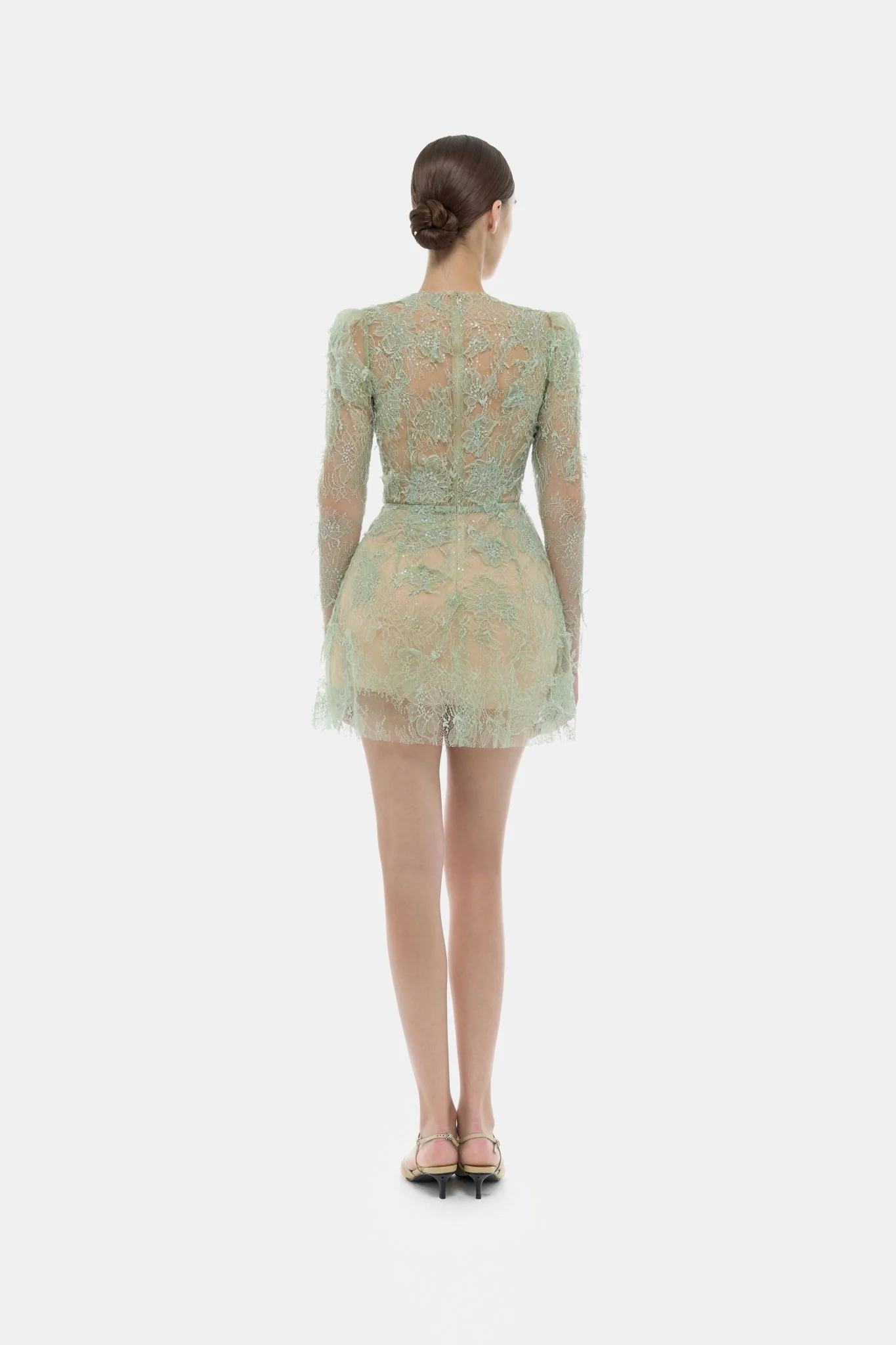 Mint Beaded Lace Mini Dress - Image 4