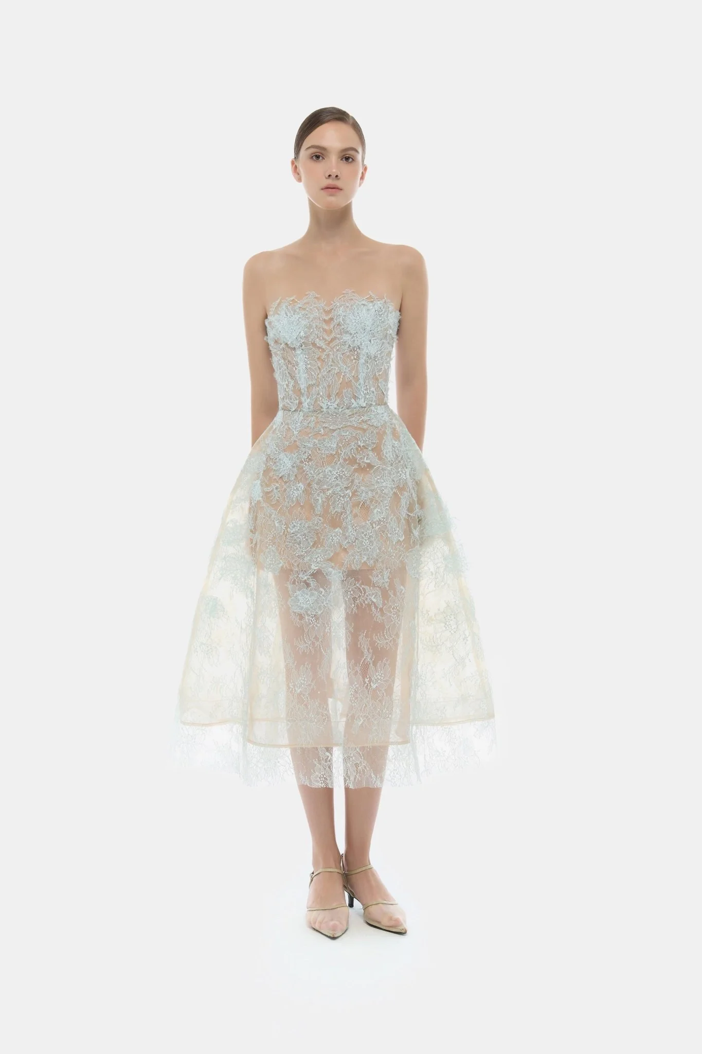 Baby Blue Beaded Lace Dress - Image 2