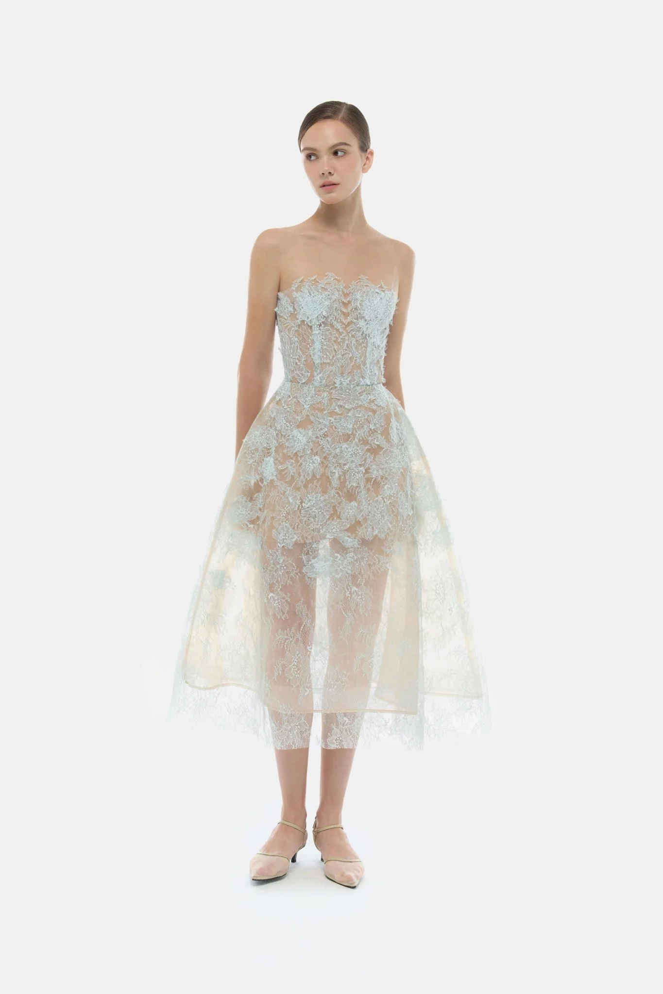 Baby Blue Beaded Lace Dress - Image 3