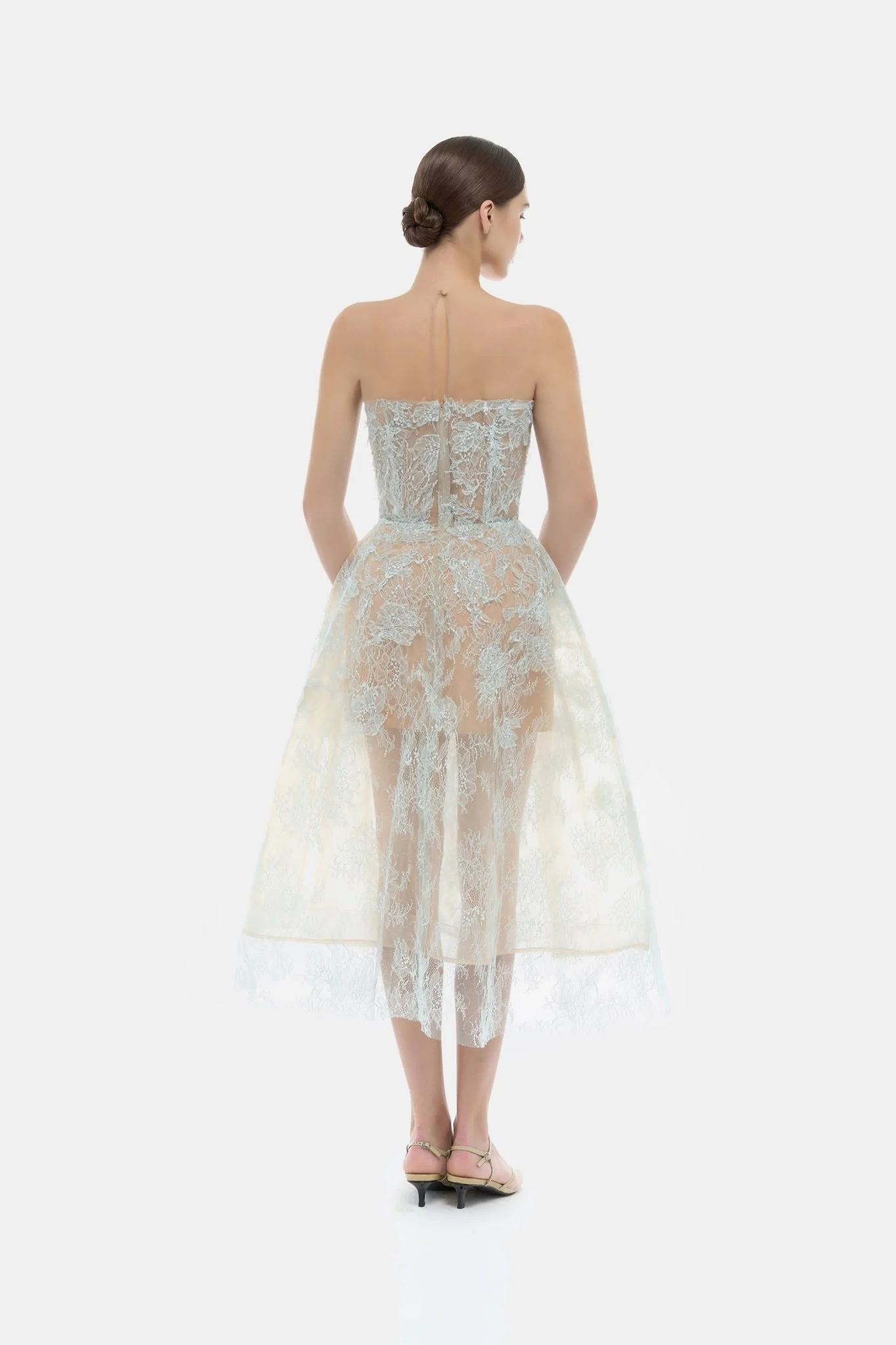 Baby Blue Beaded Lace Dress - Image 4