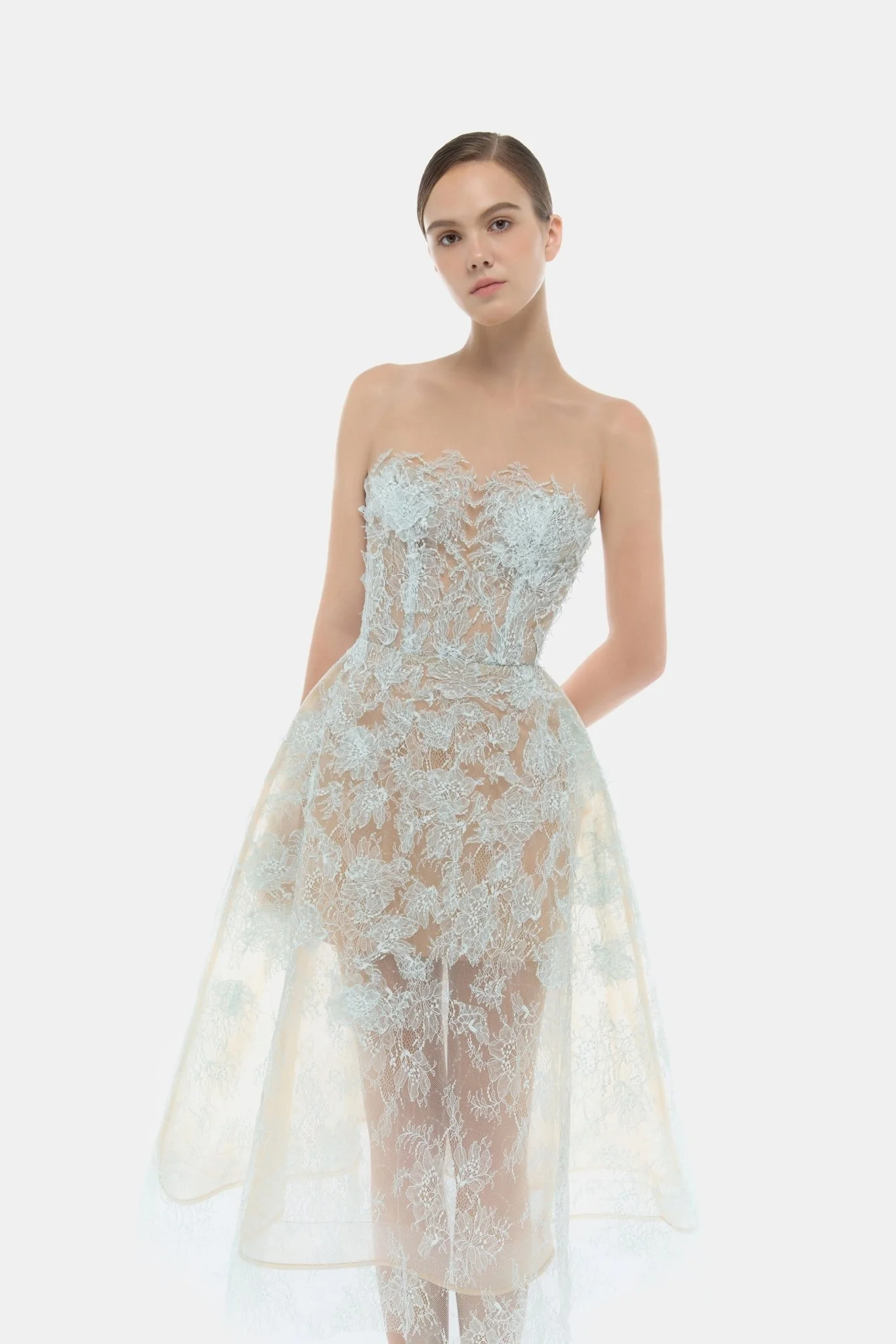 Baby Blue Beaded Lace Dress - Image 5