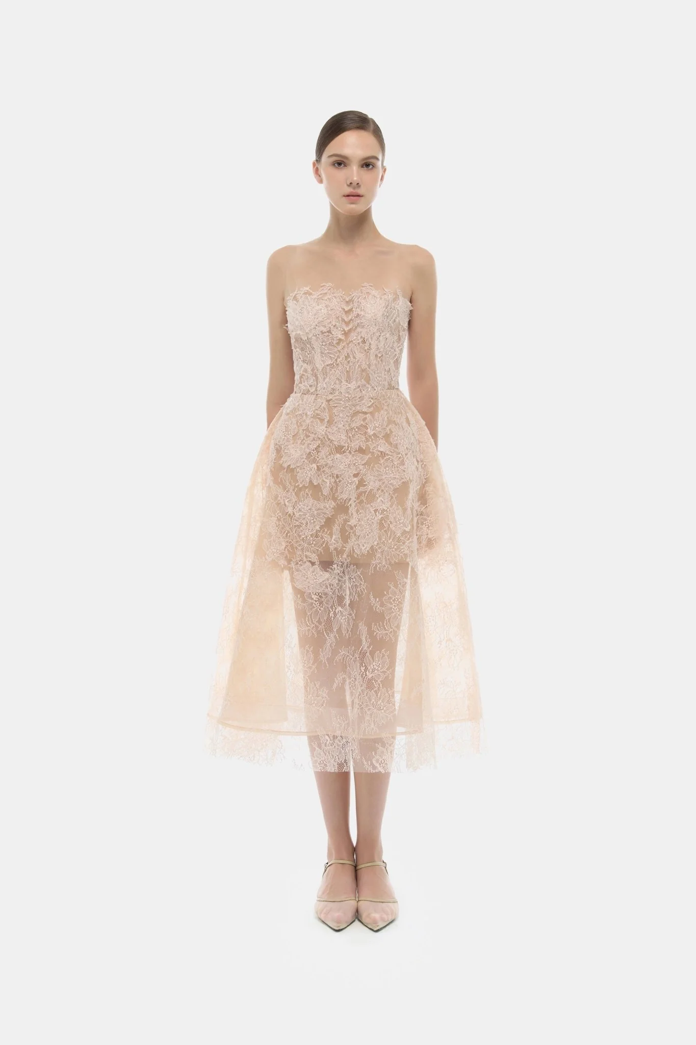 Baby Pink Beaded Lace Dress - Image 2