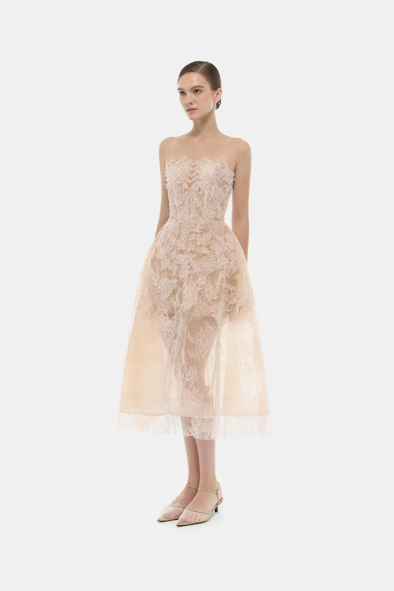 Baby Pink Beaded Lace Dress - Image 3