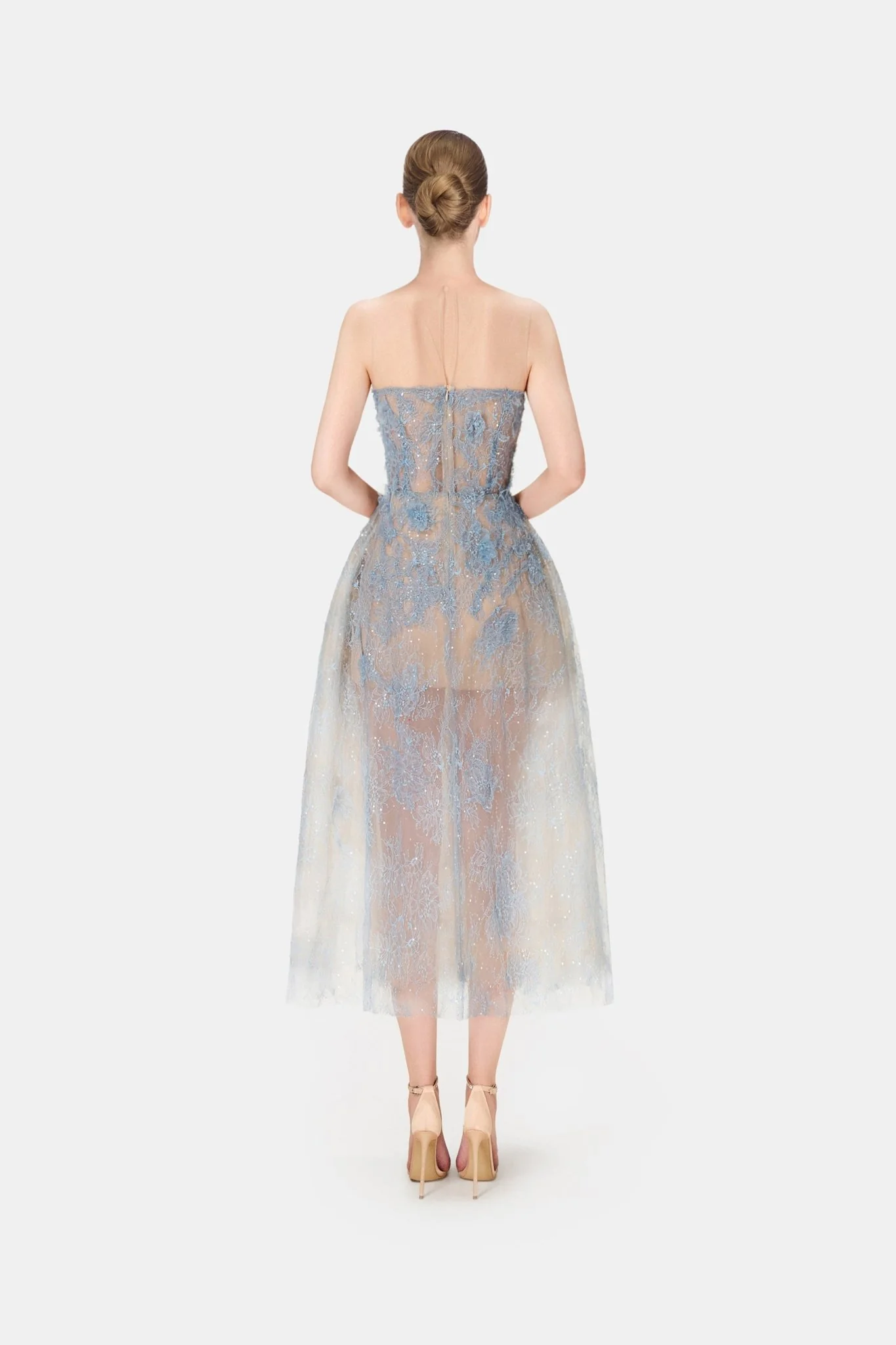 Blue Beaded Lace Dress - Image 4
