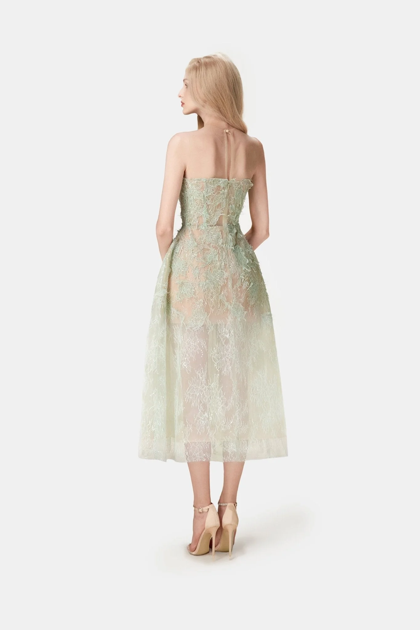 Mint Beaded Lace Dress - Image 4