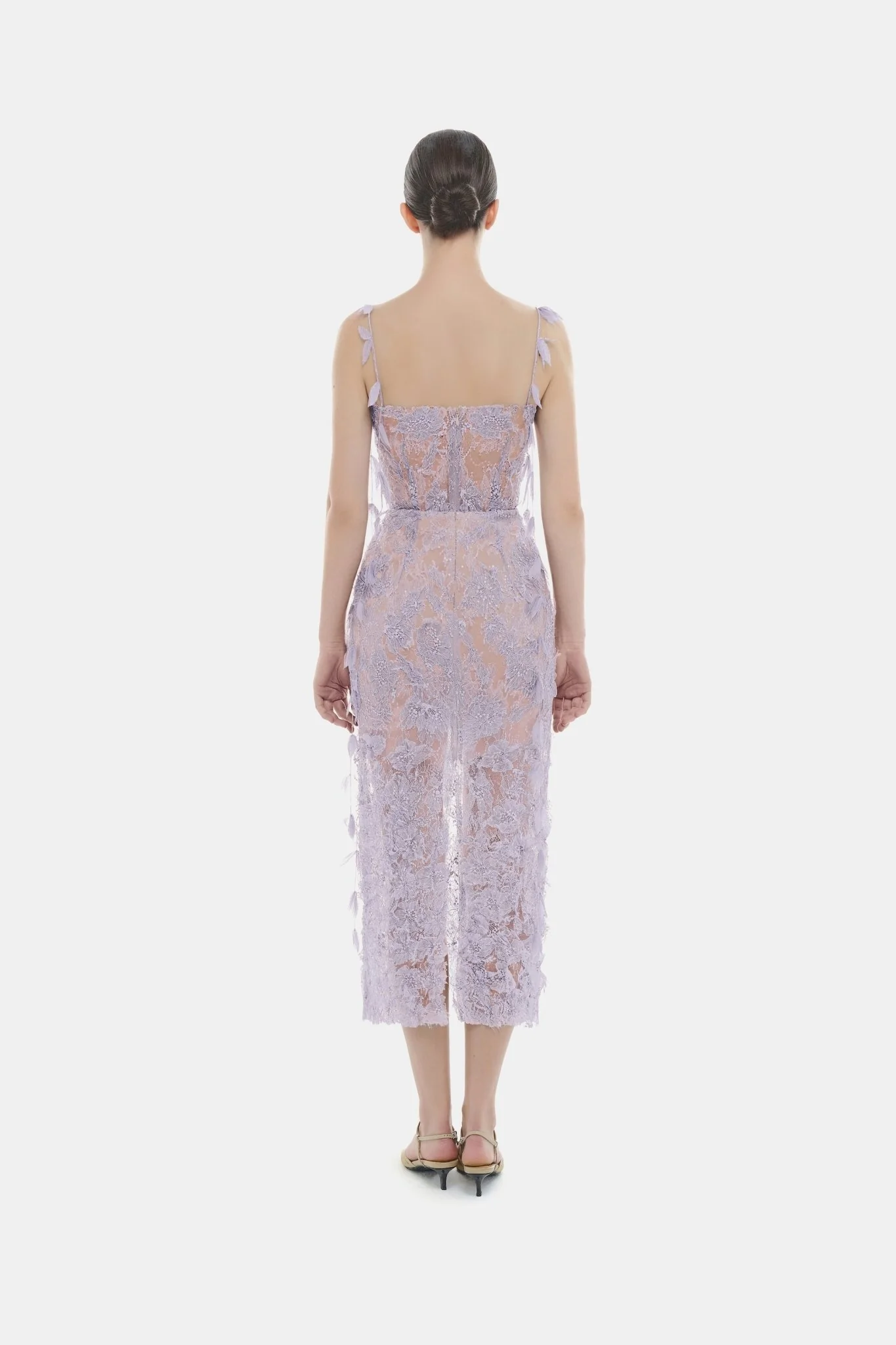 Baby Violet Beaded Lace Pencil Dress - Image 4
