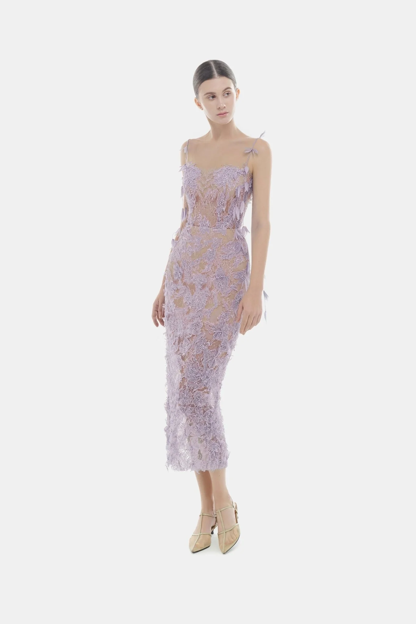 Baby Violet Beaded Lace Pencil Dress - Image 5