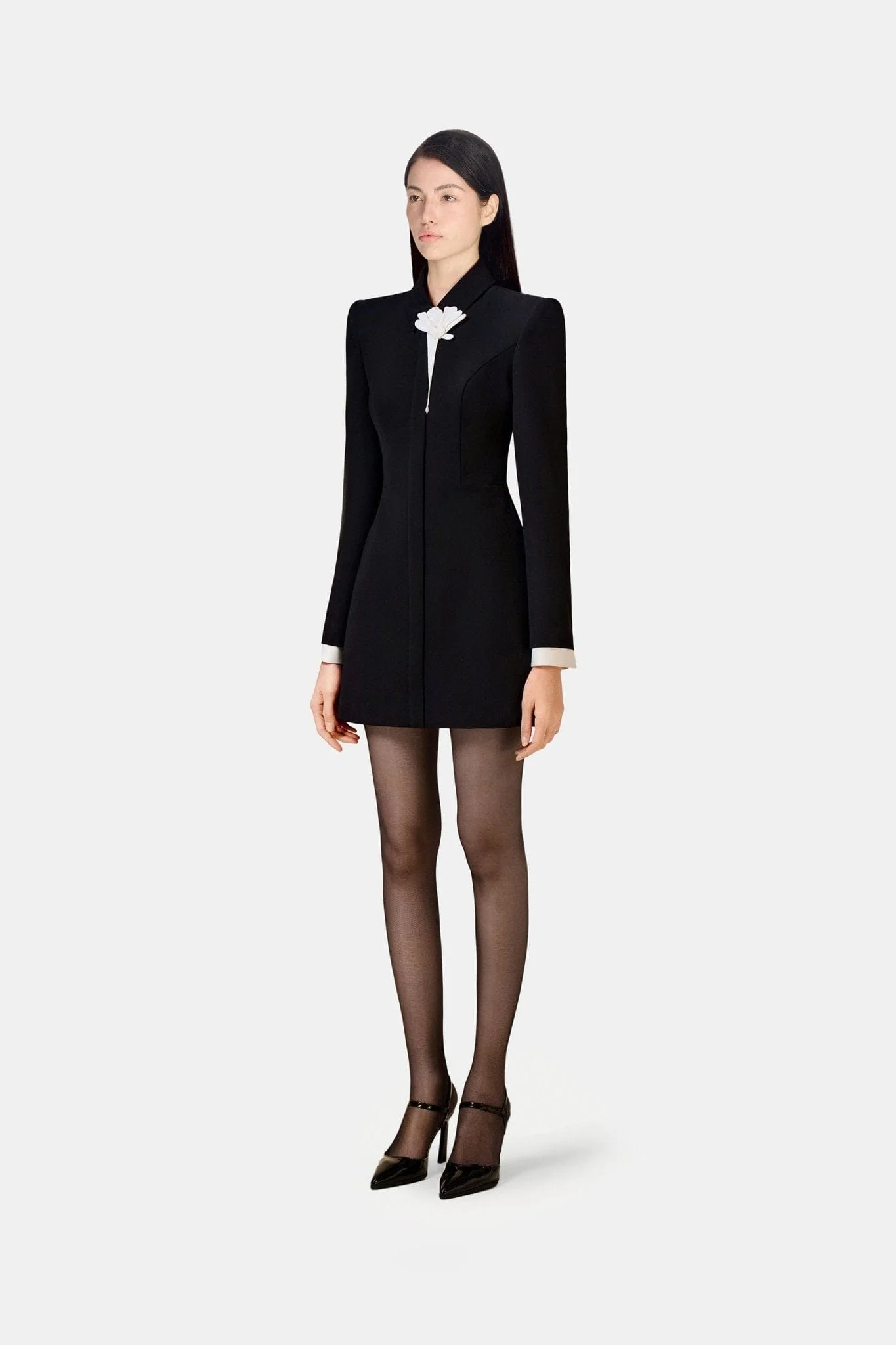 Flower Black Mini Dress - Image 3