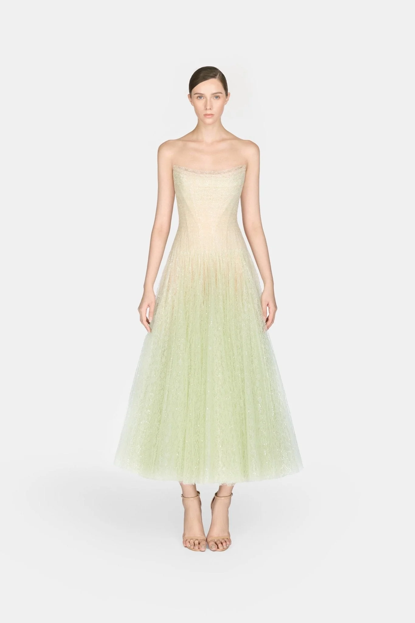 Mint Draped Lace Midi Dress - Image 3