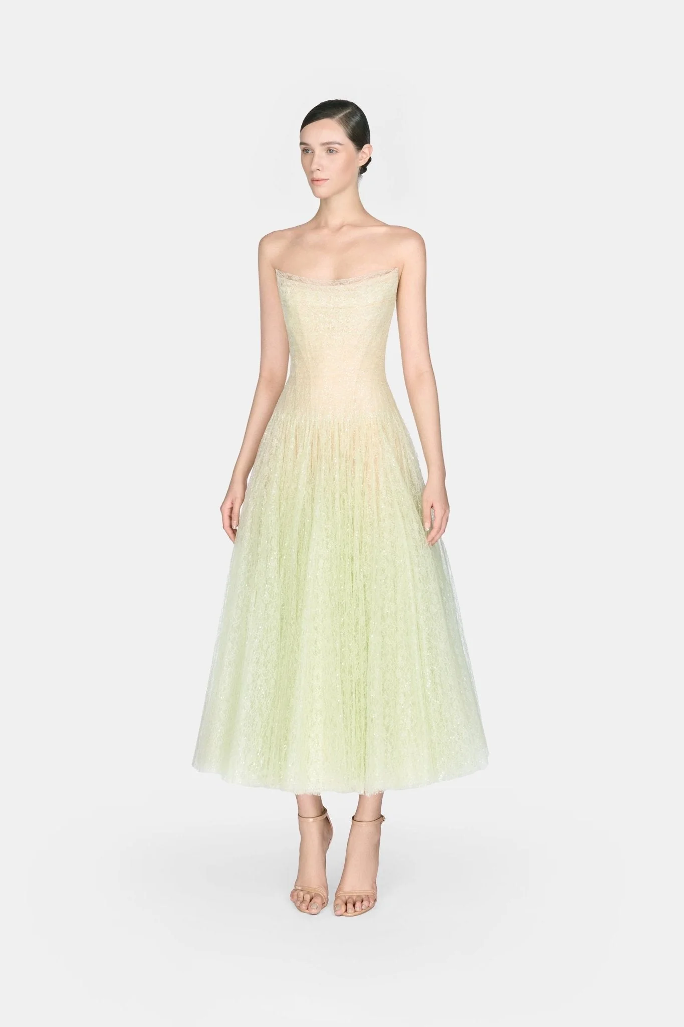 Mint Draped Lace Midi Dress - Image 4