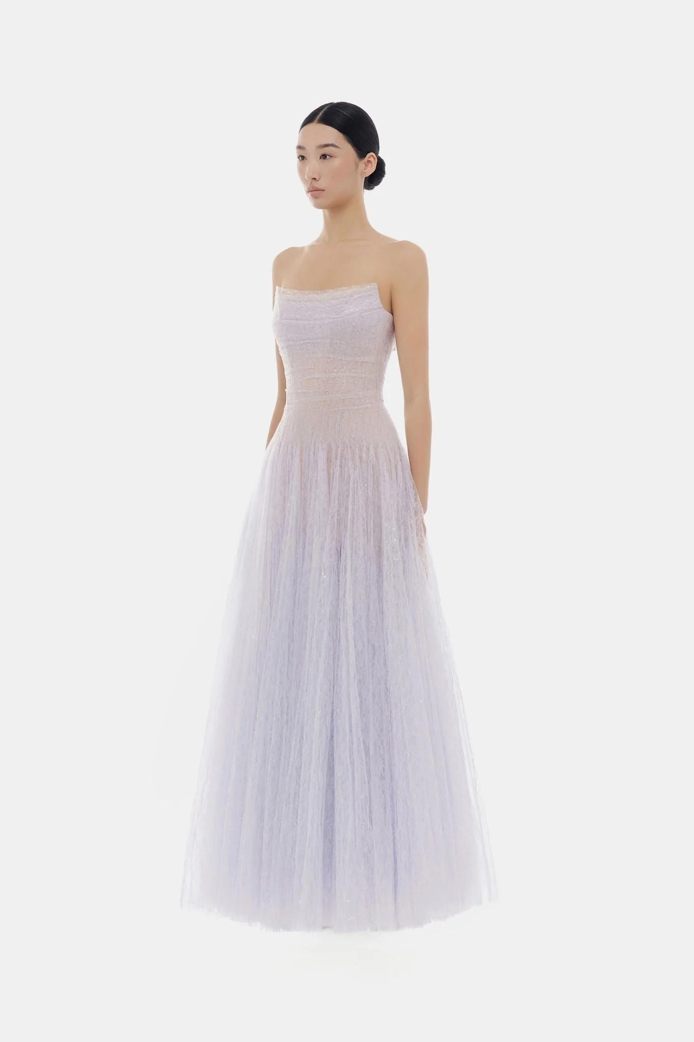 Violet Draped Lace Maxi Dress - Image 3
