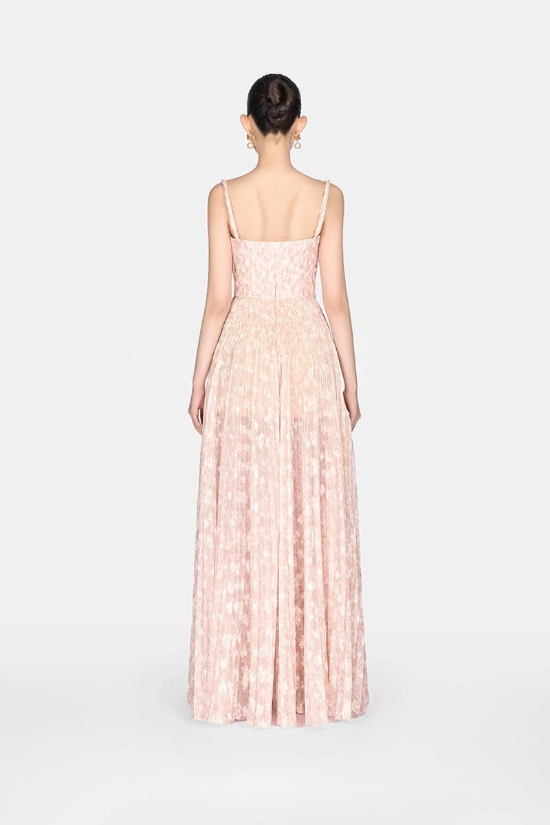 Brown Pleated Maxi Dress - Image 4