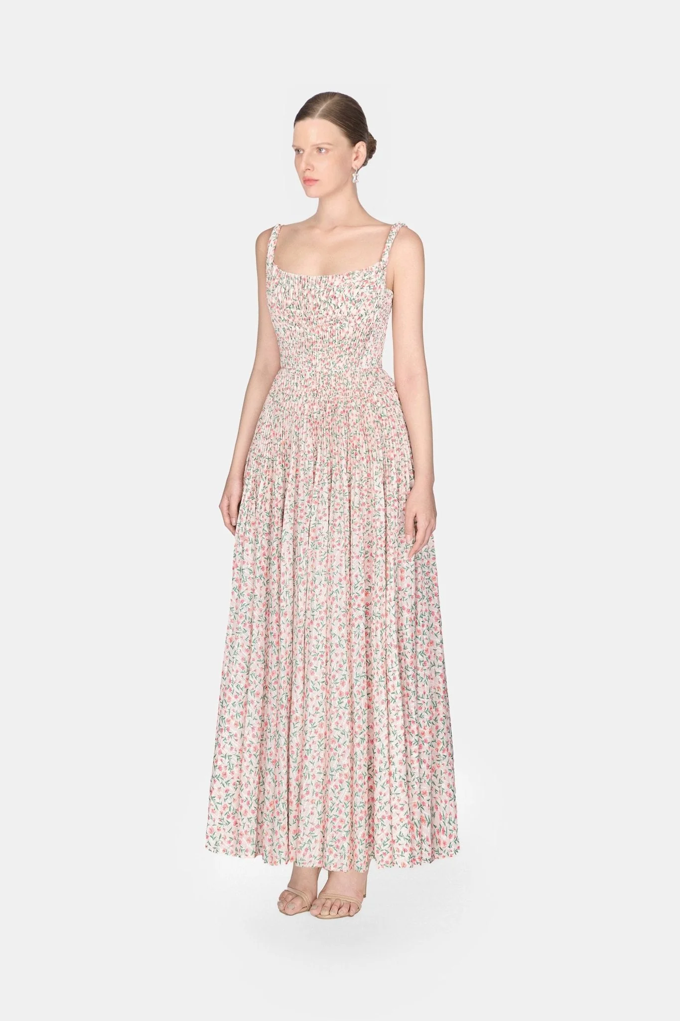 Floral Pleated Midi Dress - Image 3
