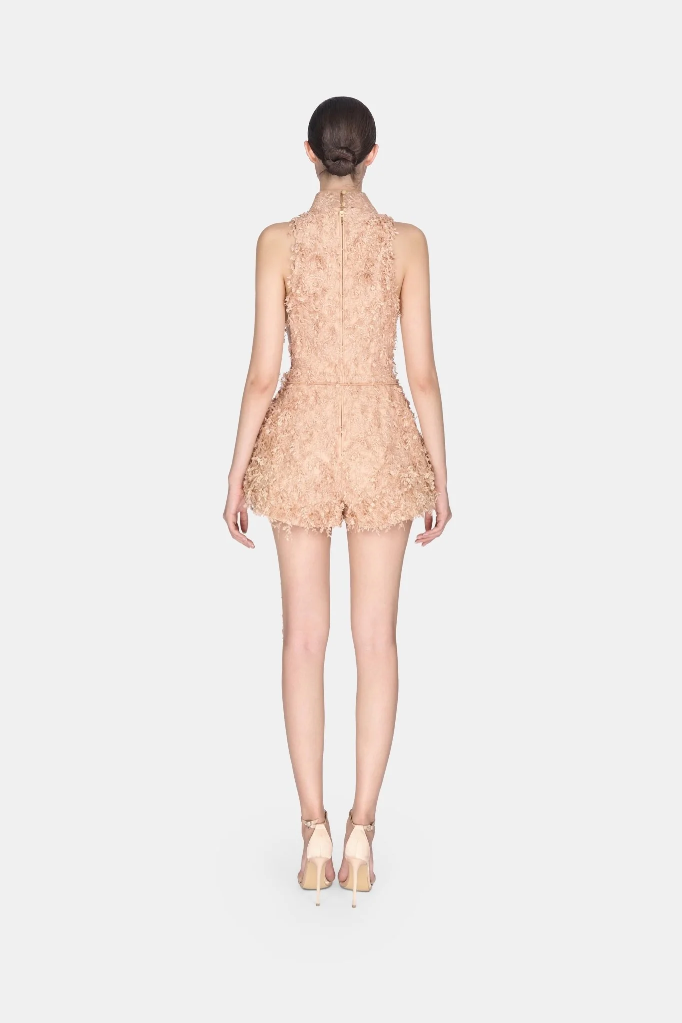 Peach Beaded Lace Jumpsuit - Image 3