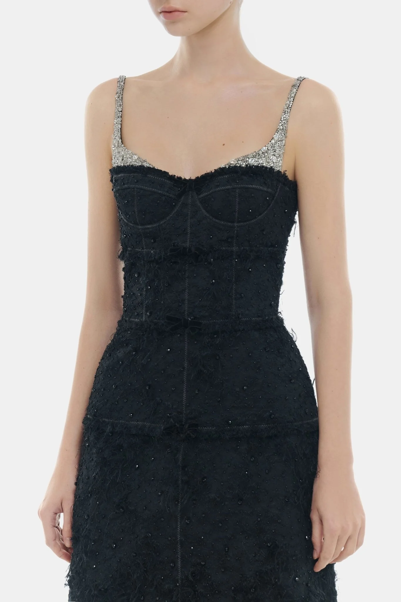 Black Crystal Beaded Dress - Image 5