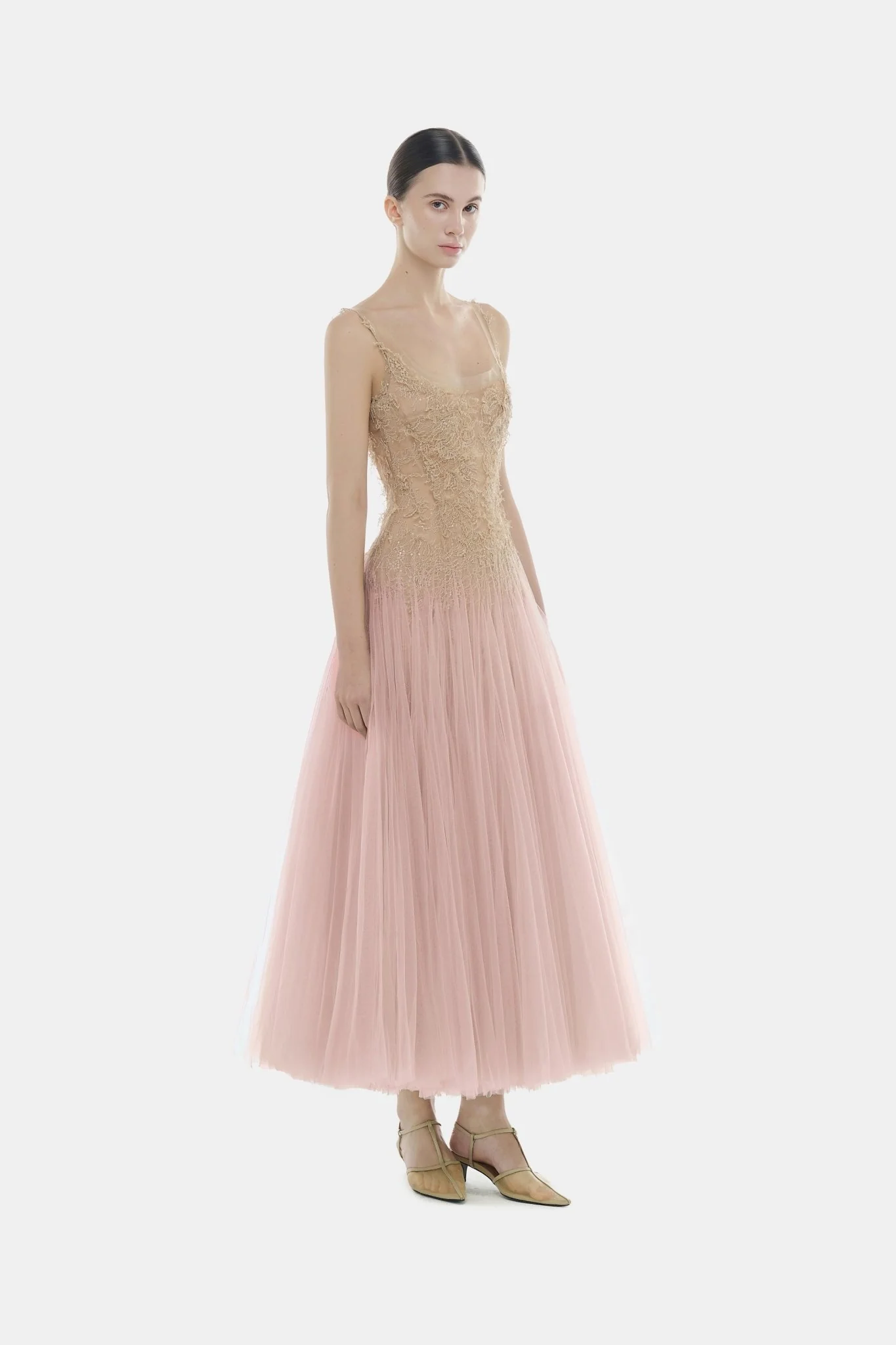 Baby Pink Ombre Lace Midi Dress - Image 4