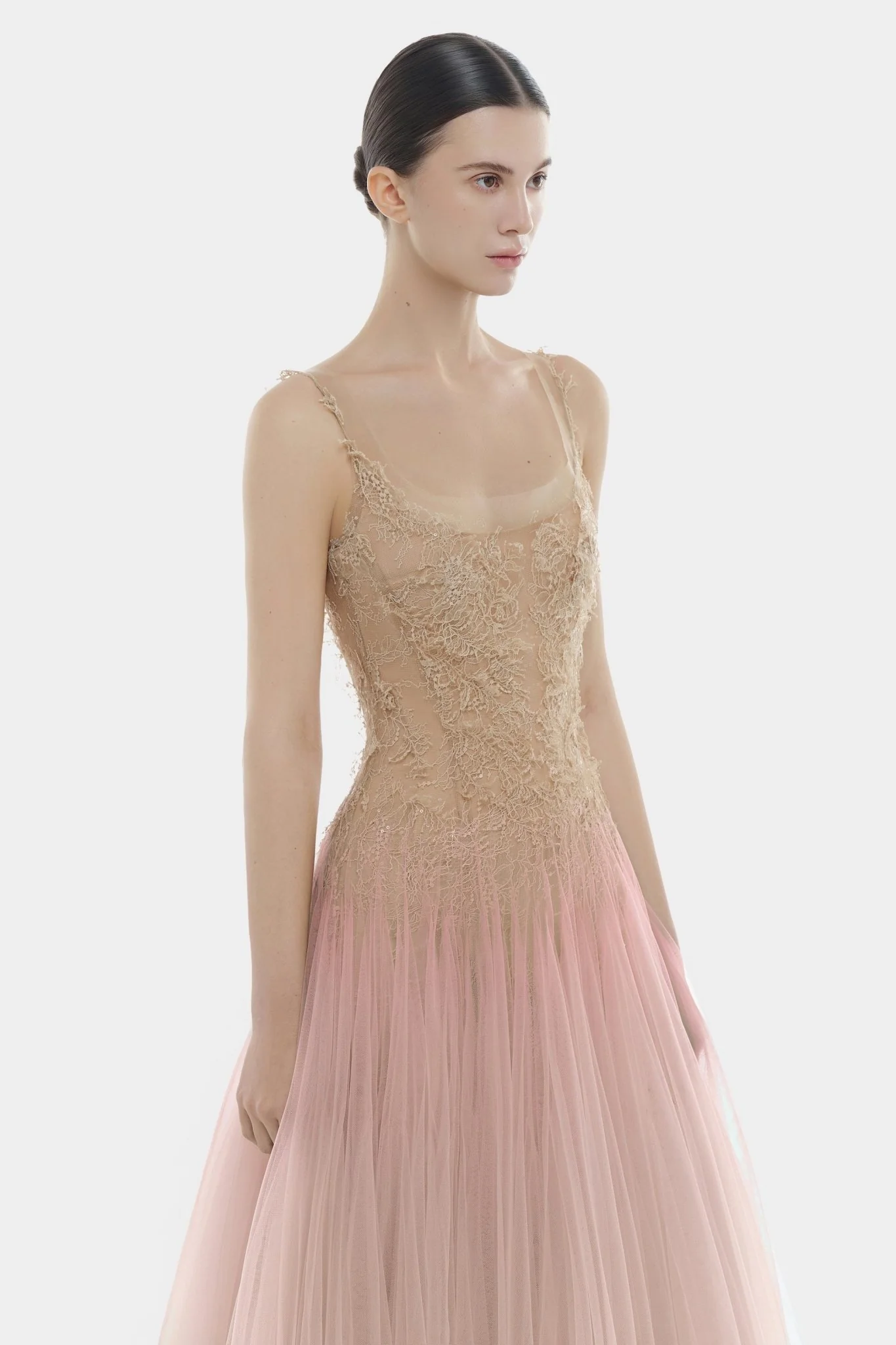 Baby Pink Ombre Lace Midi Dress - Image 5
