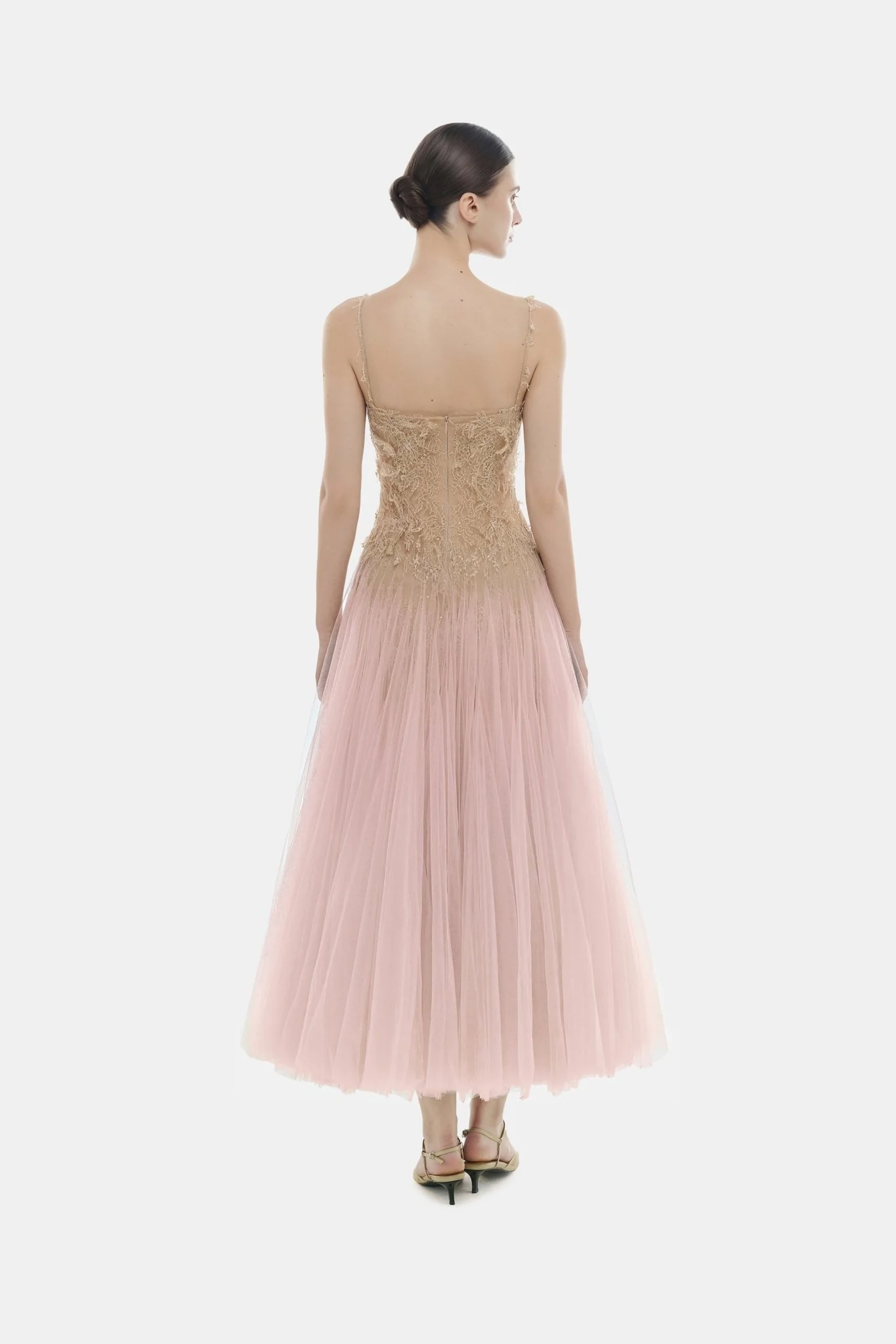 Baby Pink Ombre Lace Midi Dress - Image 6