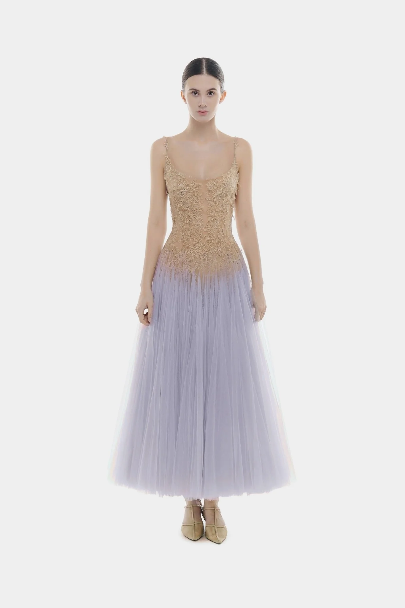 Baby Violet Ombre Lace Midi Dress - Image 3
