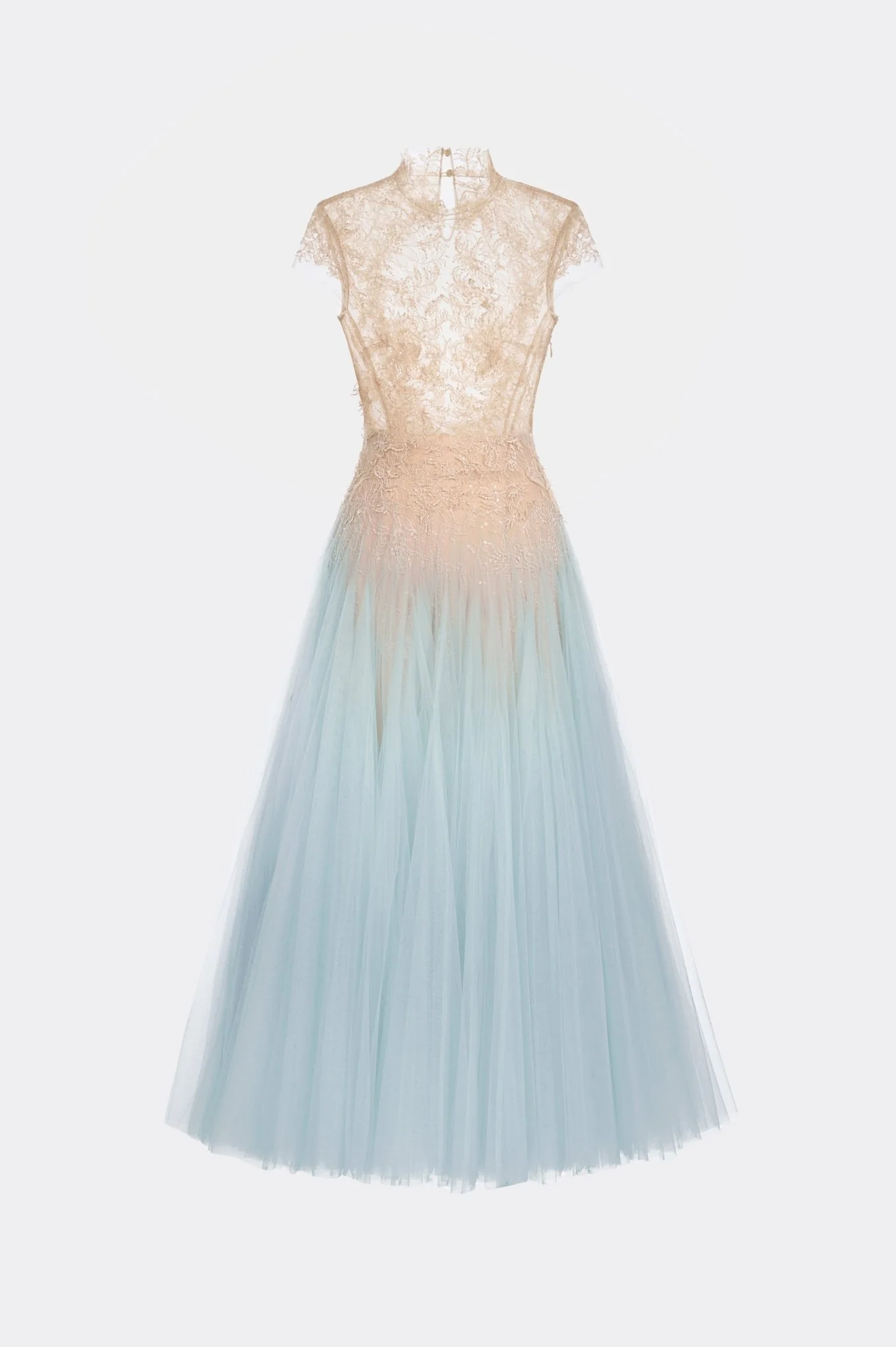 Blue Ombré Cut-Out Lace Dress