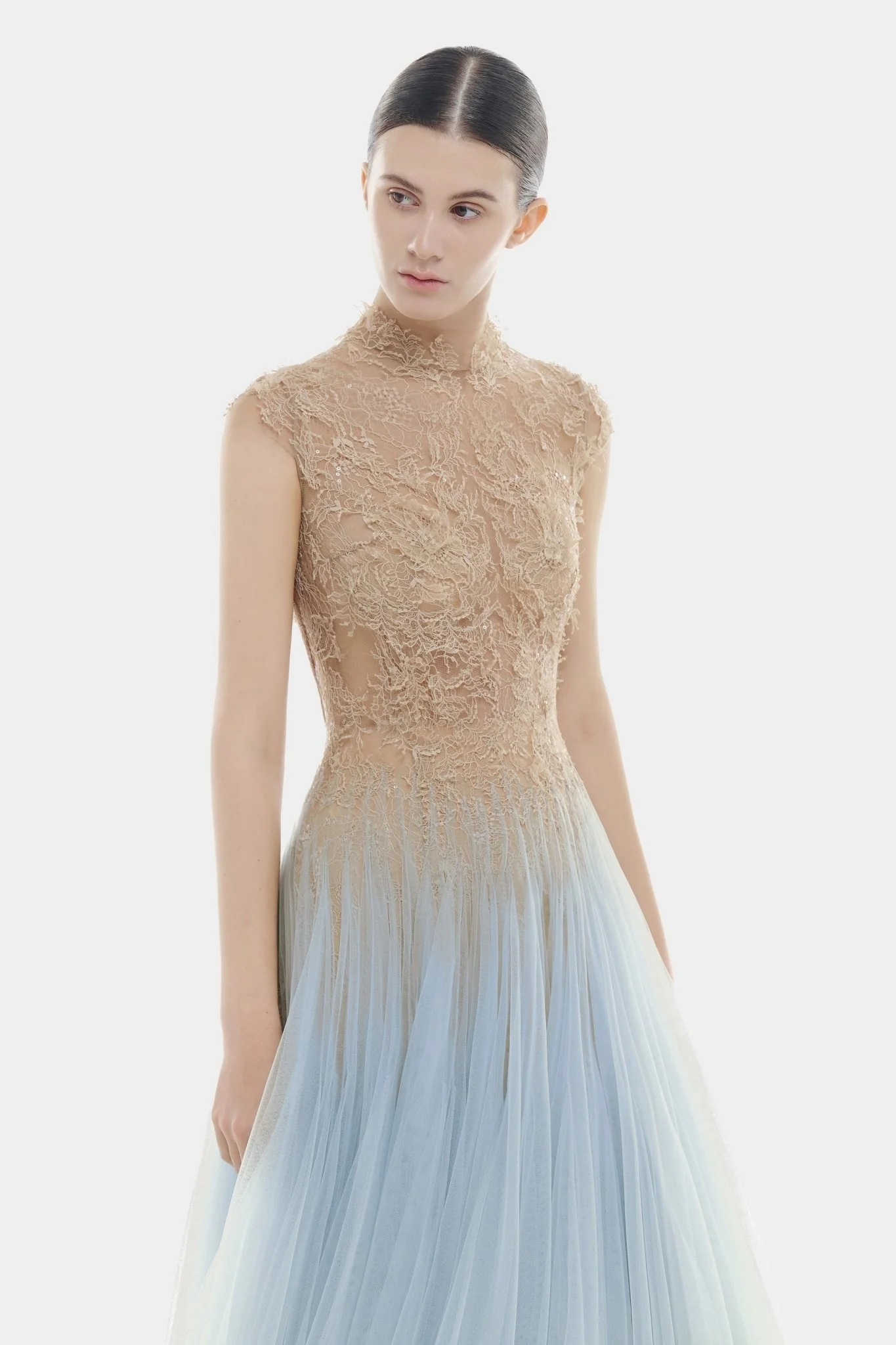 Blue Ombré Cut-Out Lace Dress - Image 2