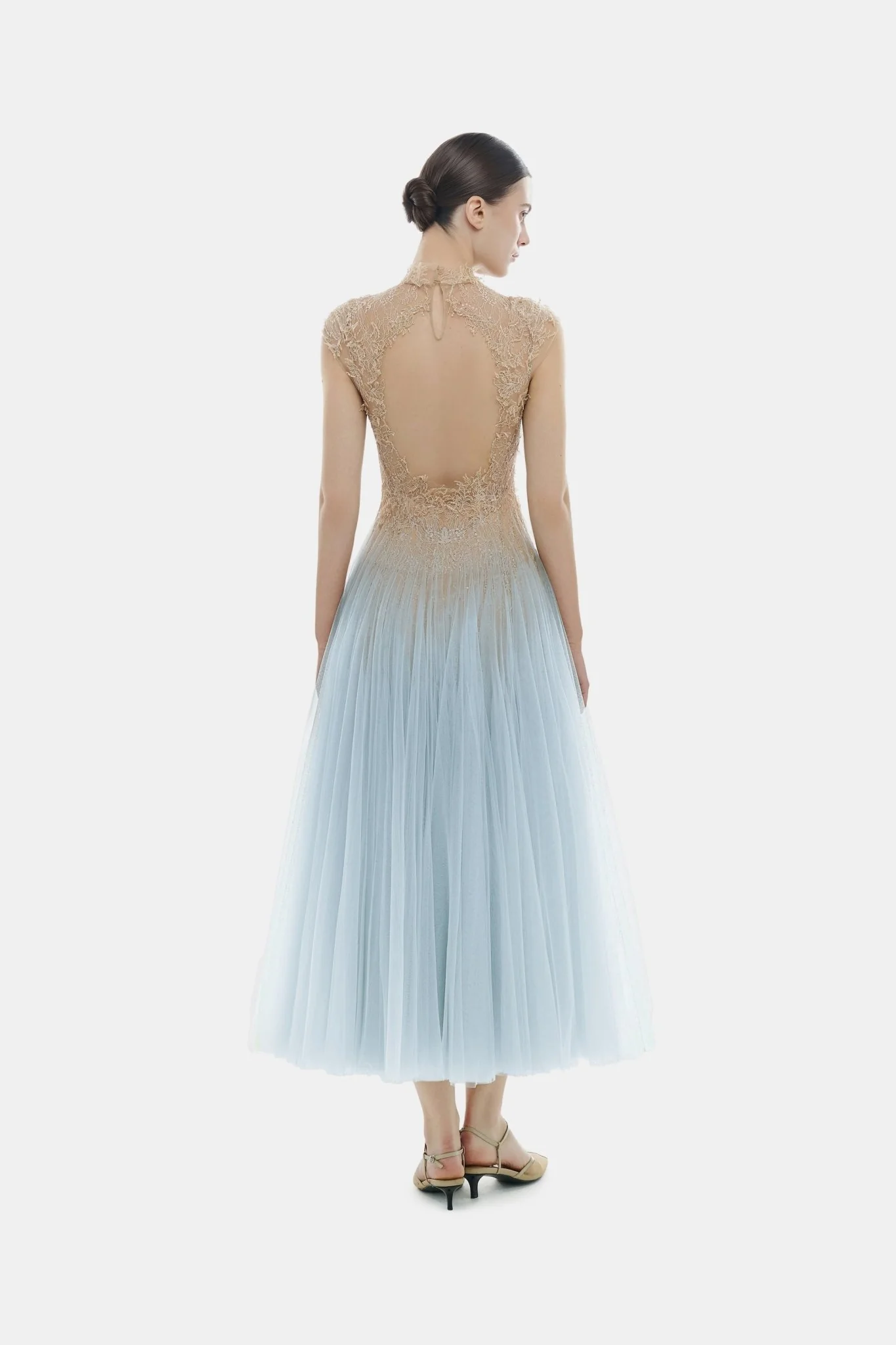 Blue Ombré Cut-Out Lace Dress - Image 6