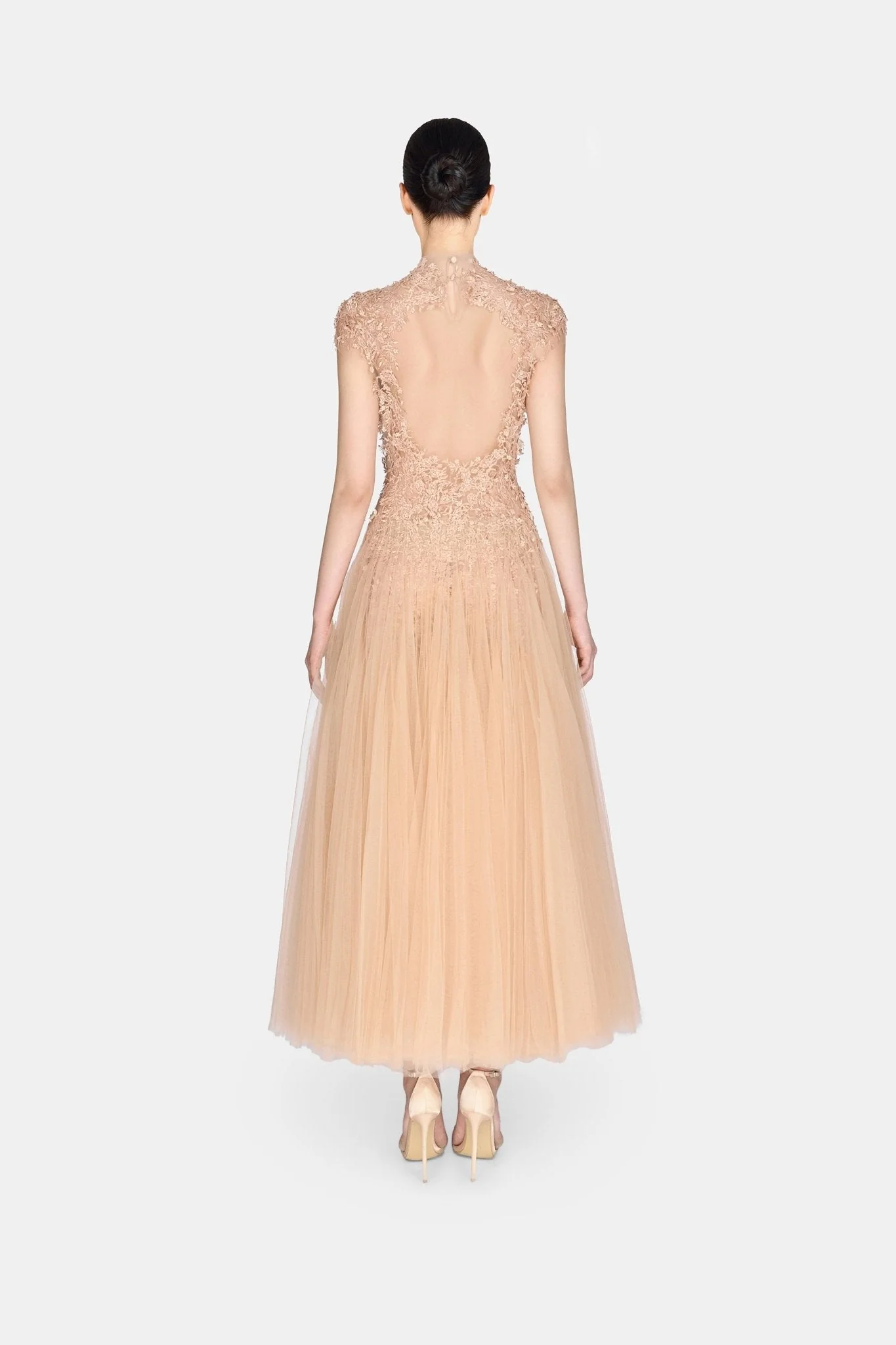 Peach Ombré Cut-Out Lace Dress - Image 3