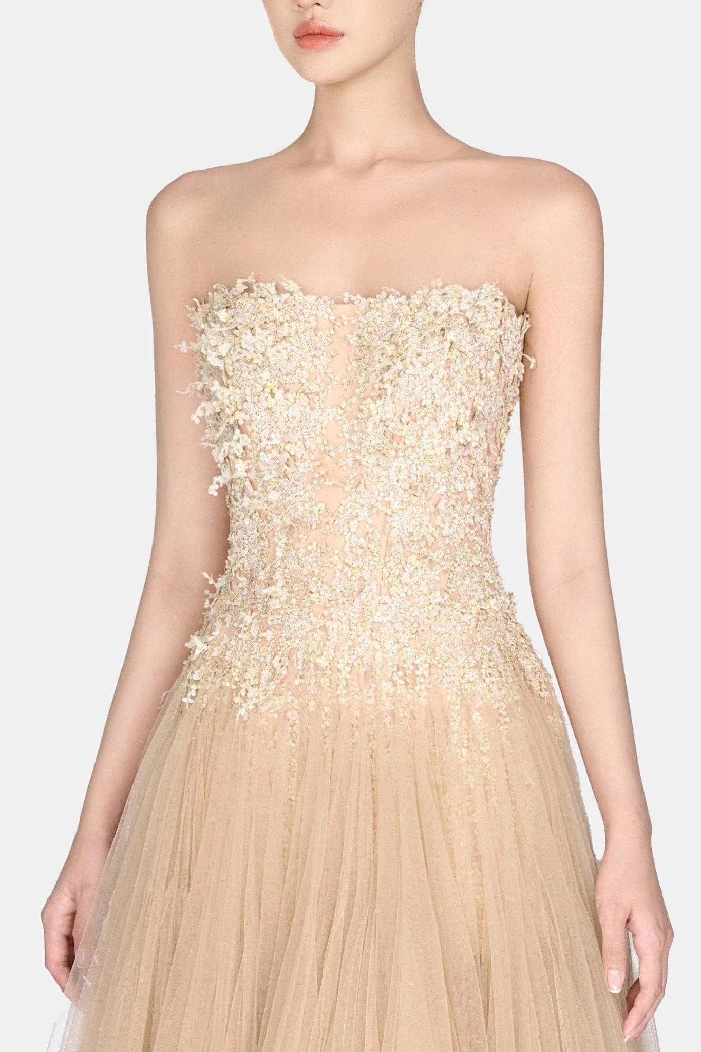 Pastel Beaded Lace Midi Dress - Image 5