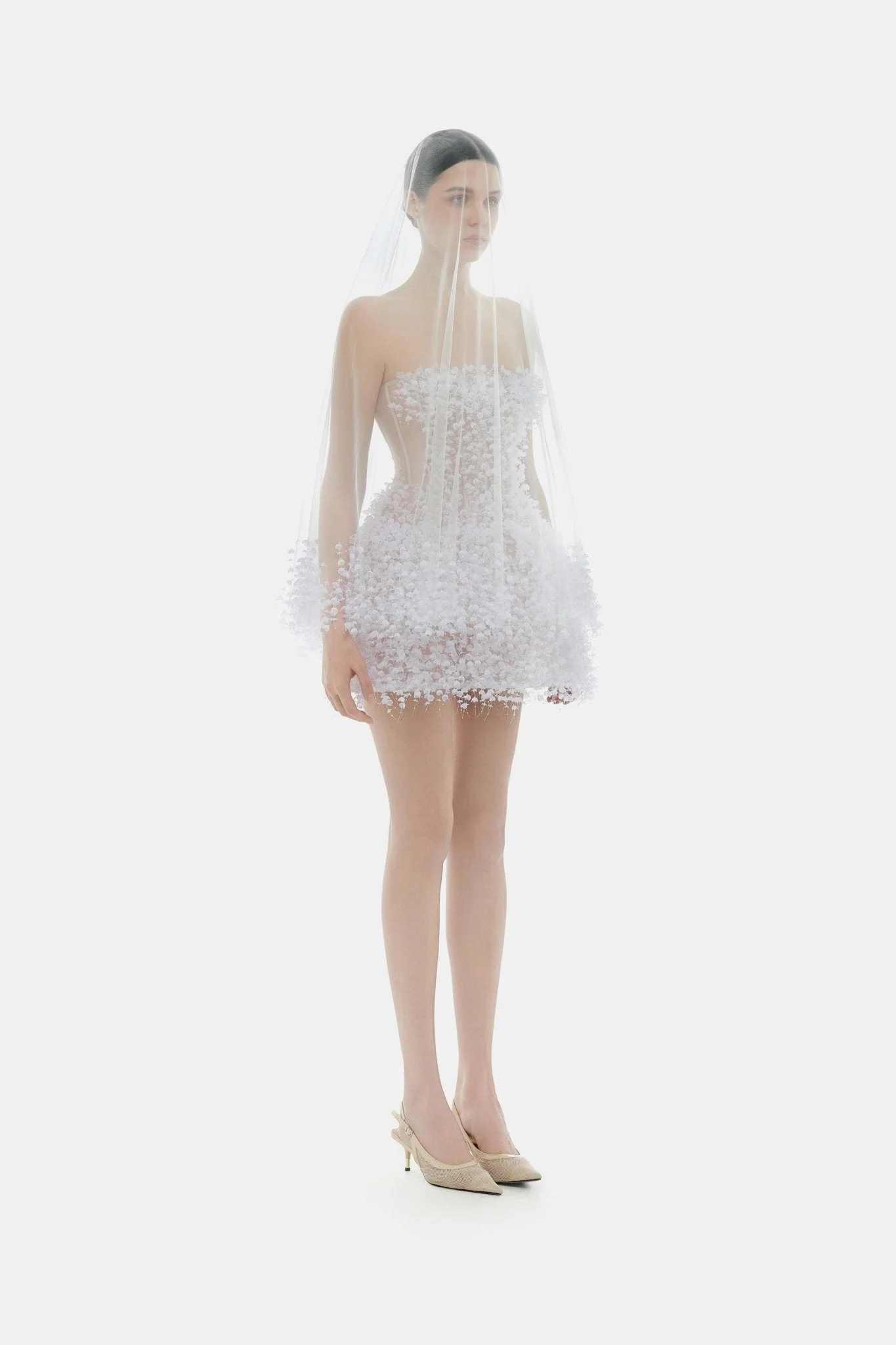 Ivory Flowers Mini Dress - Image 3