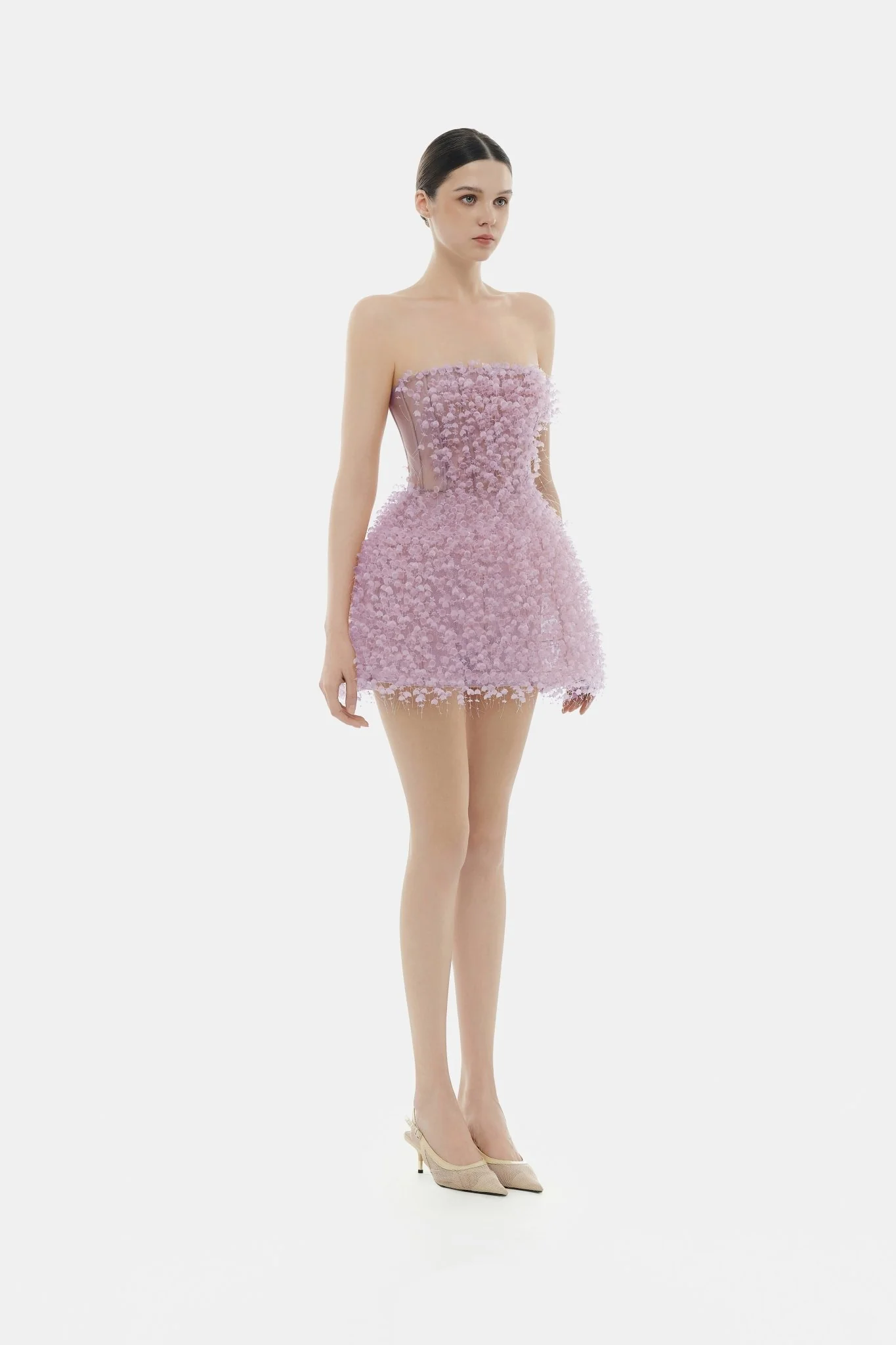 Violet Flowers Mini Dress - Image 3