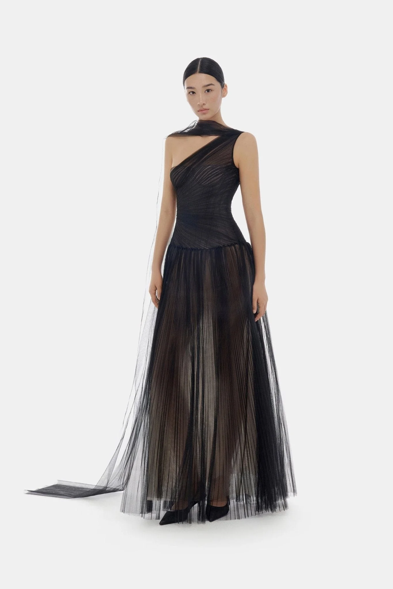 Black Draped Maxi Dress - Image 2