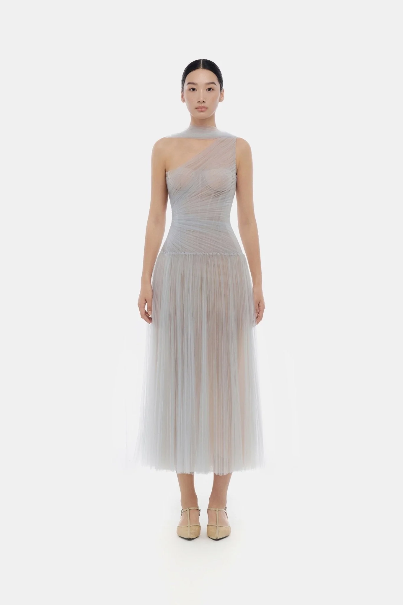 Blue Draped Midi Dress - Image 2