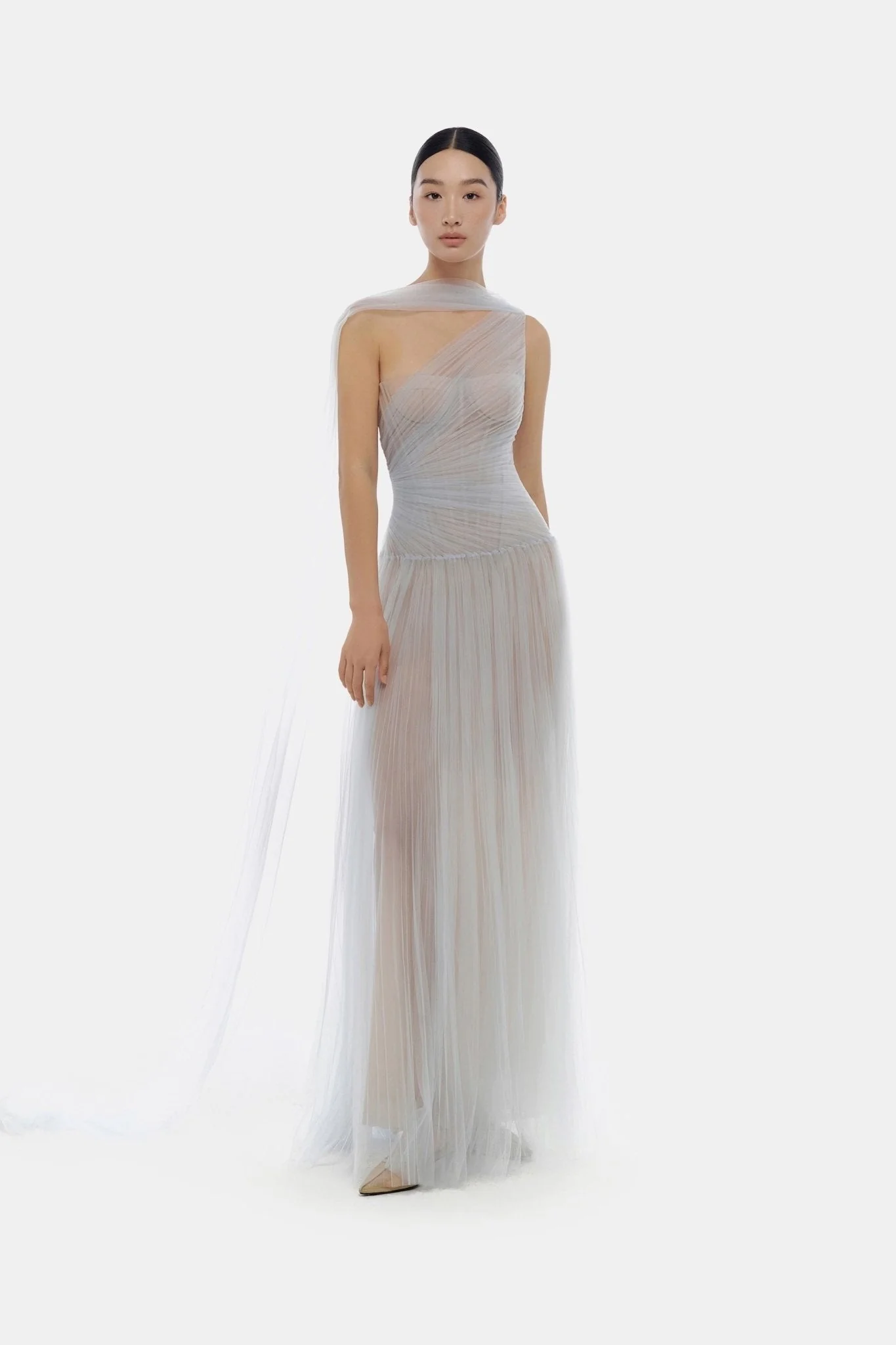 Blue Draped Maxi Dress - Image 2
