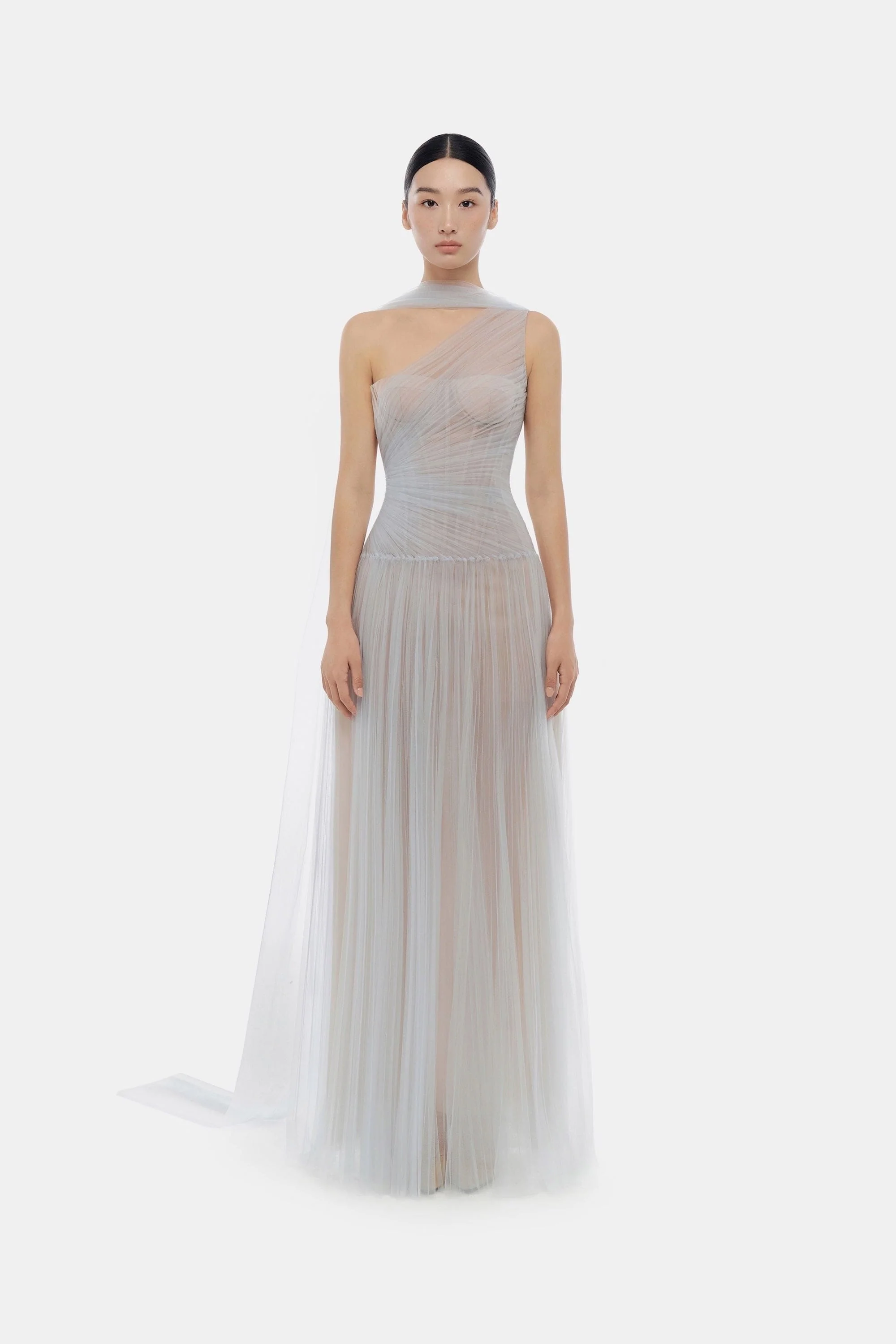 Blue Draped Maxi Dress - Image 3