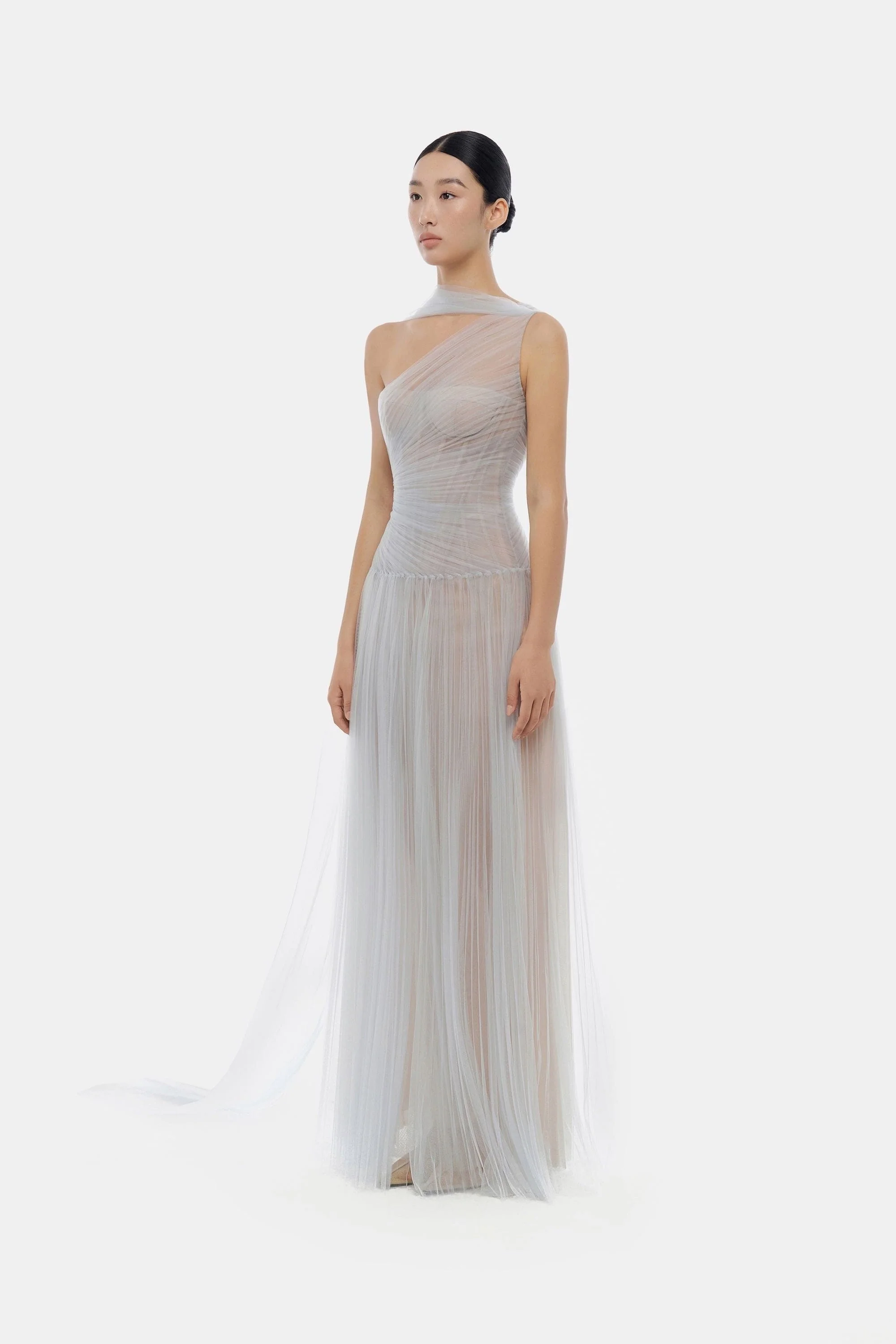 Blue Draped Maxi Dress - Image 4