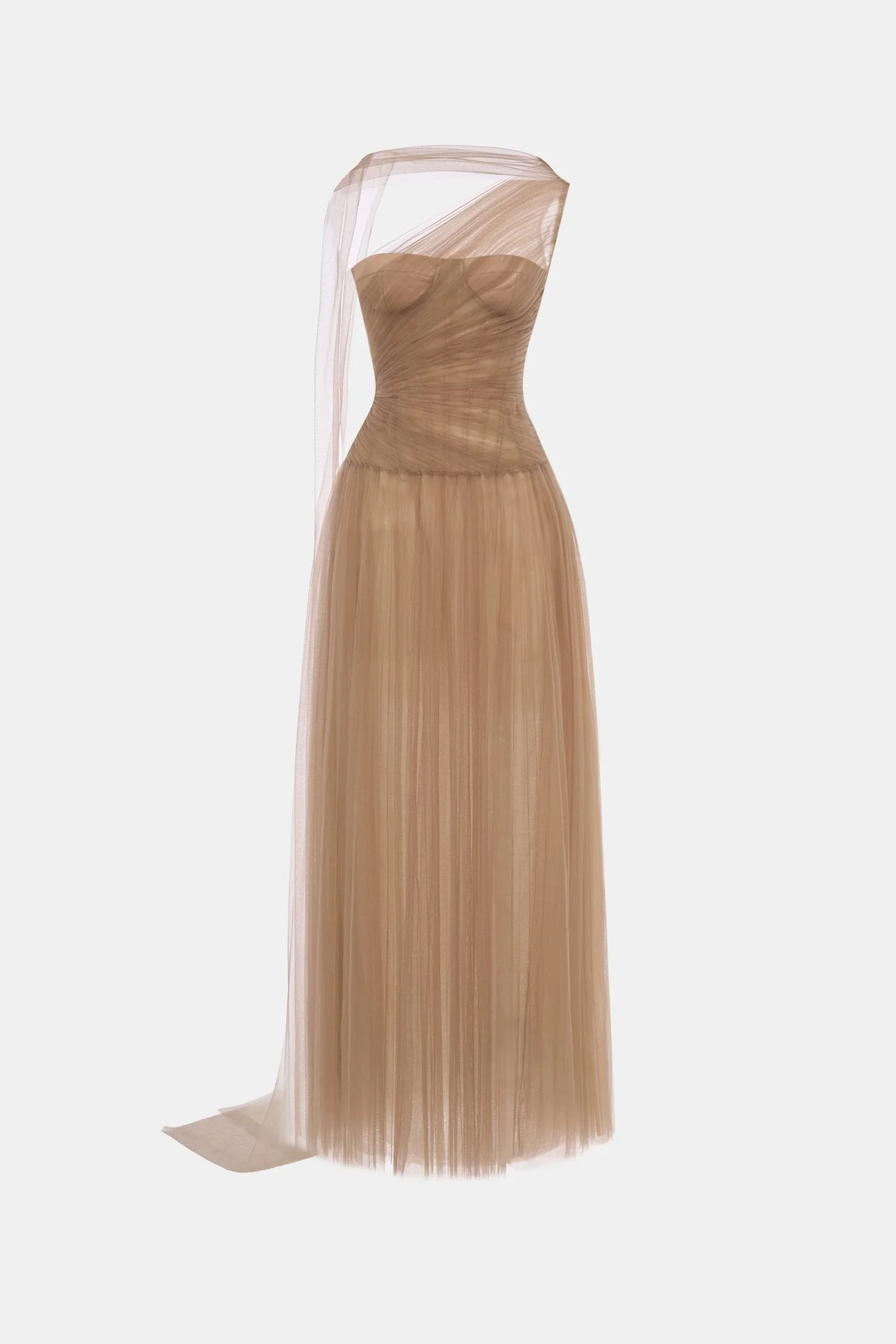 Brown Draped Maxi Dress