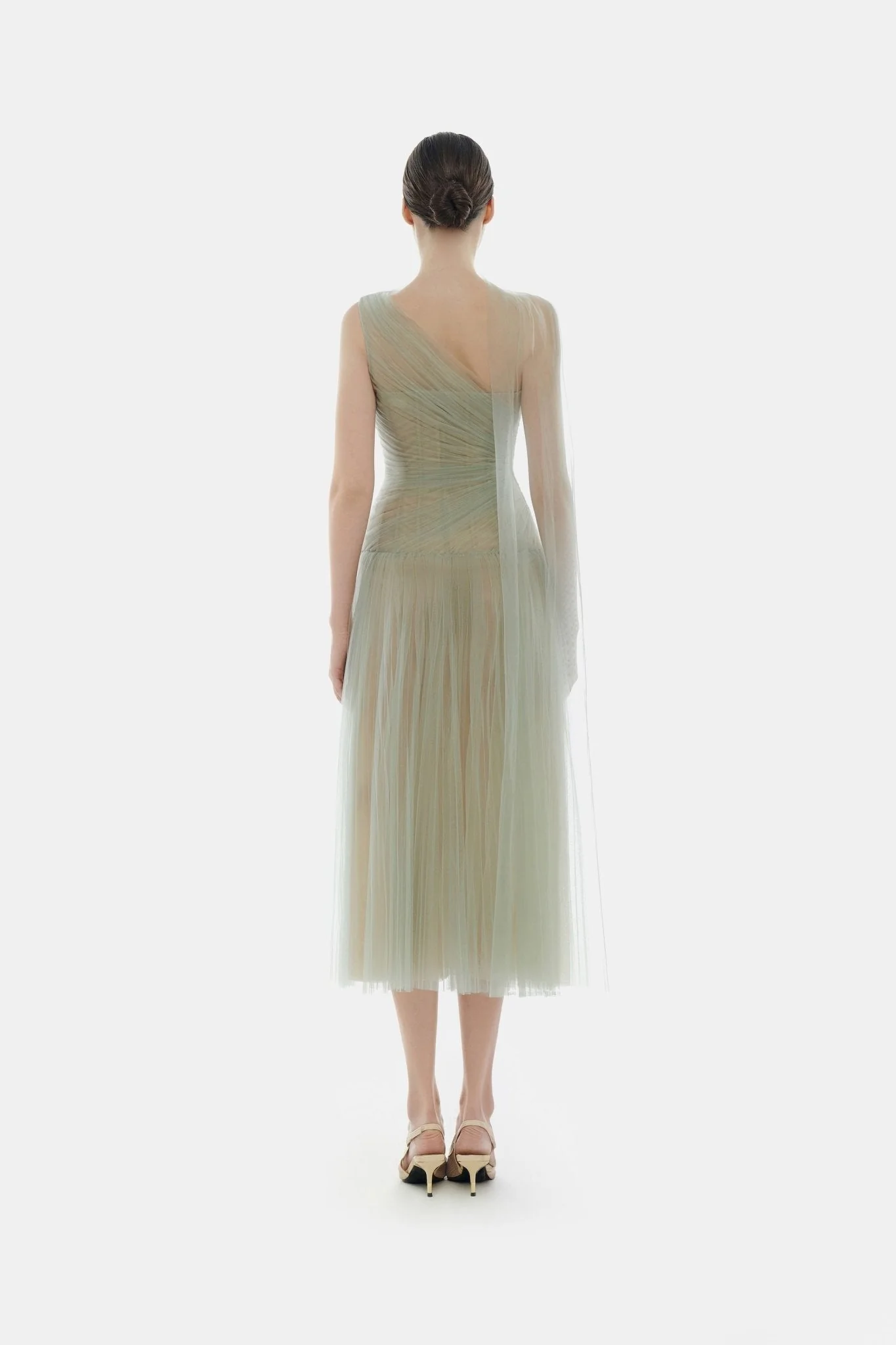 Mint Draped Midi Dress - Image 4