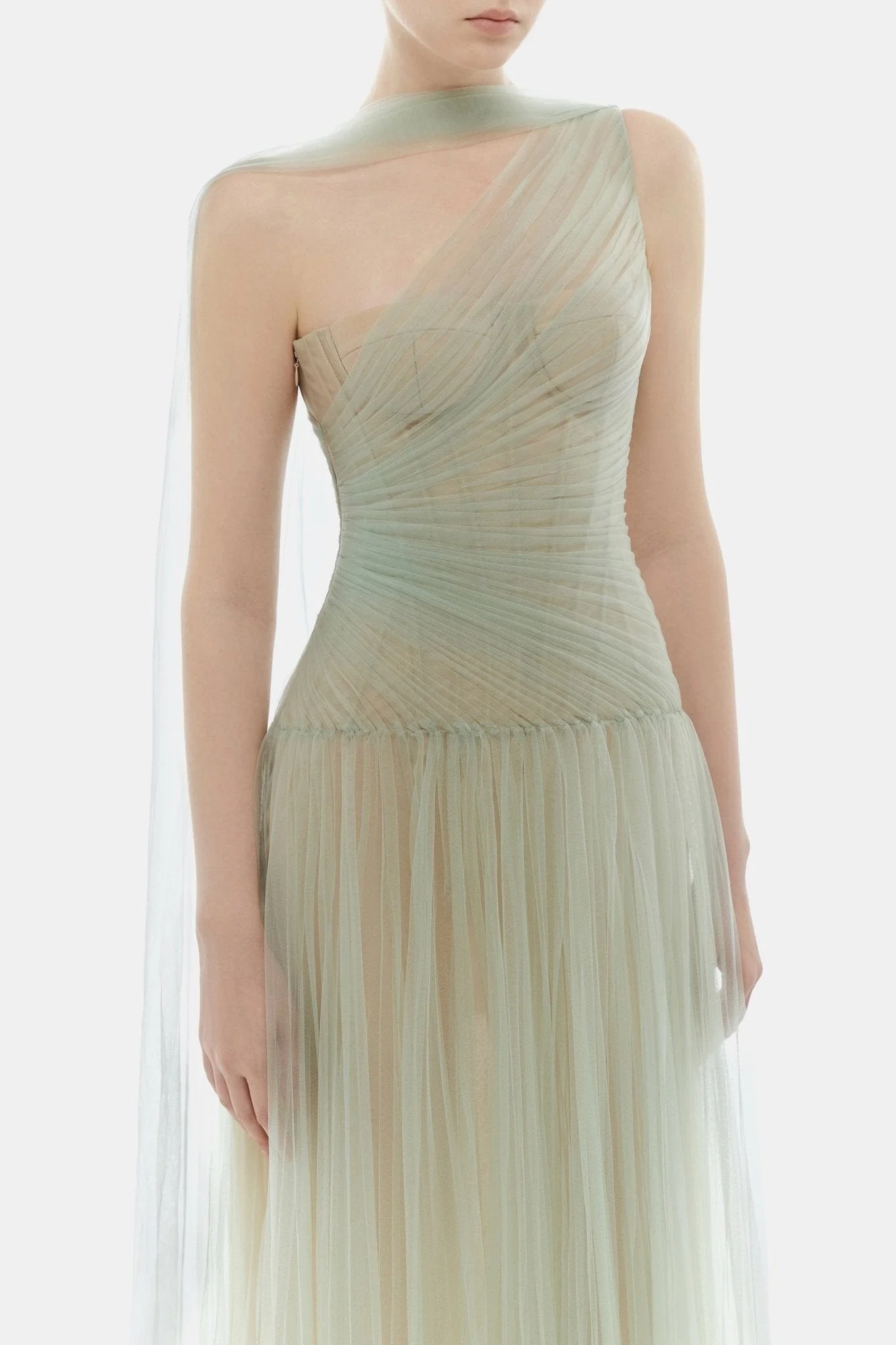 Mint Draped Midi Dress - Image 5