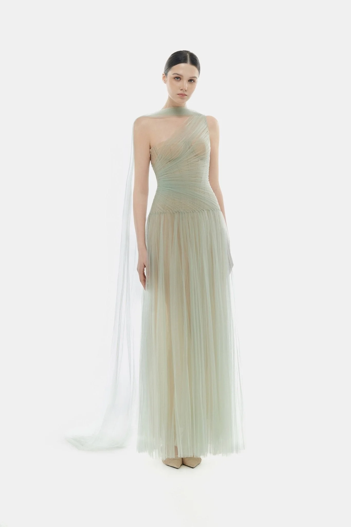 Mint Draped Maxi Dress - Image 3