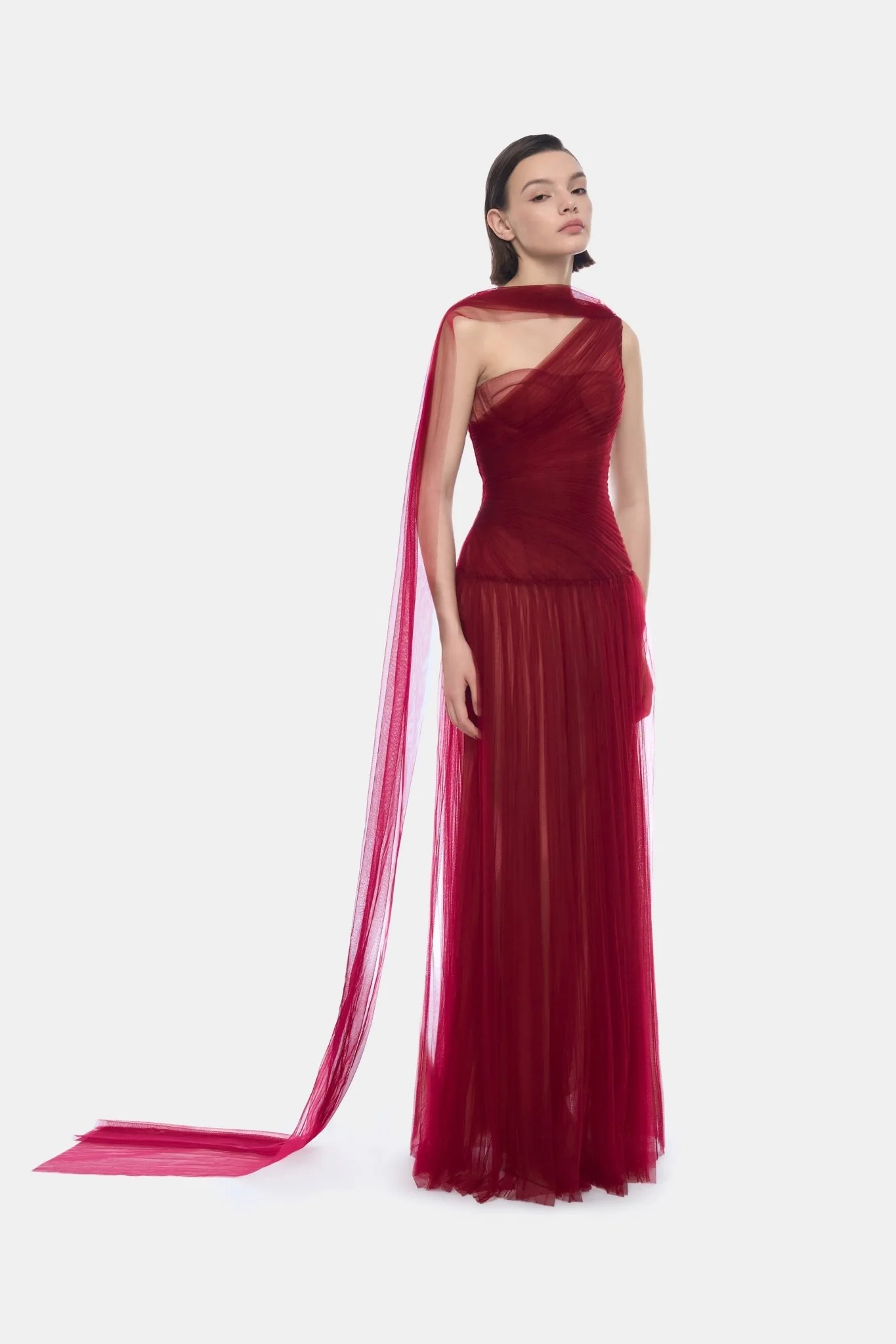 Bordeaux Draped Maxi Dress - Image 3