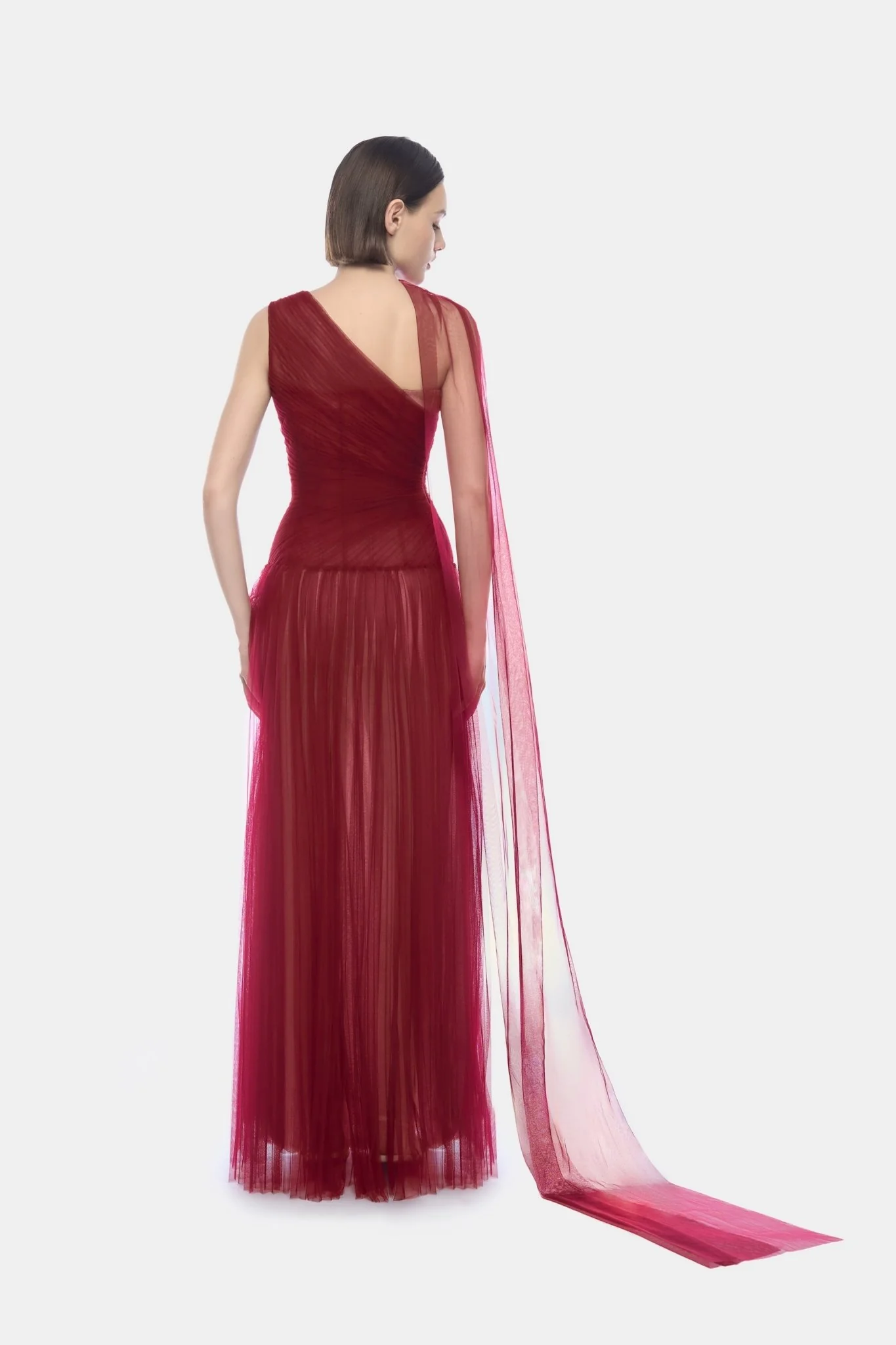 Bordeaux Draped Maxi Dress - Image 4