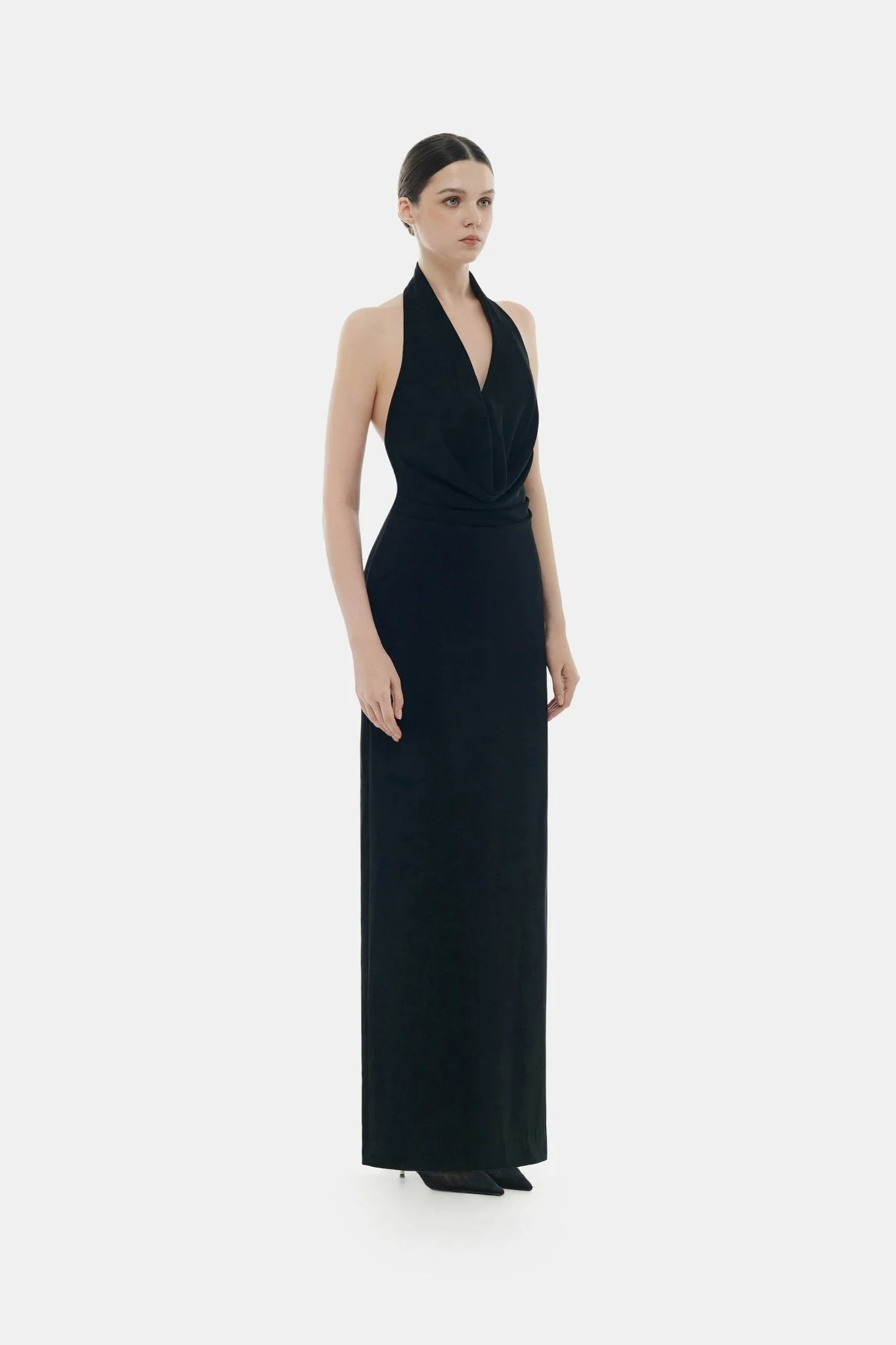 Black Cowl-neck Midi Dress - Image 3