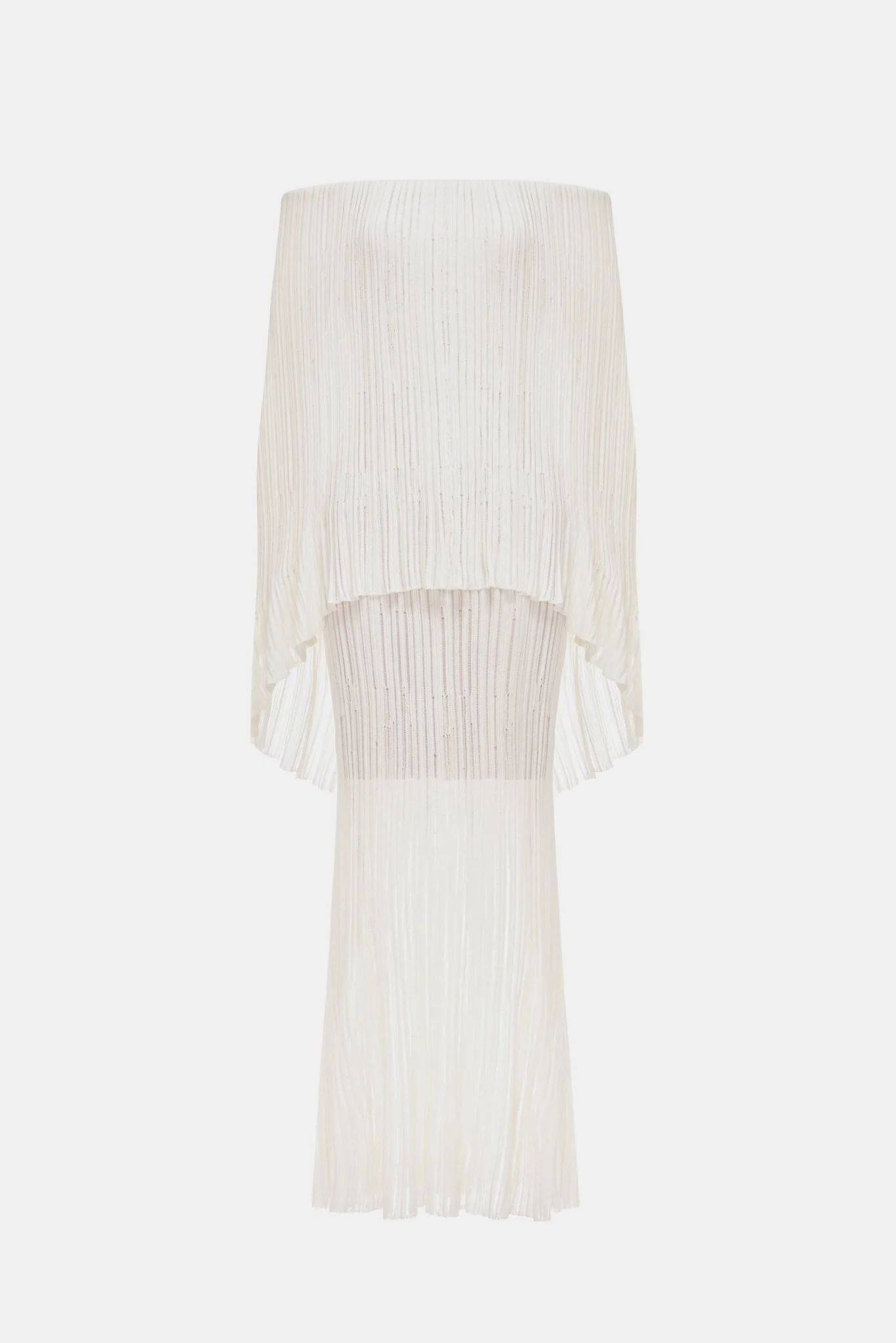 White Off-Shoulder Pleated Maxi Dress